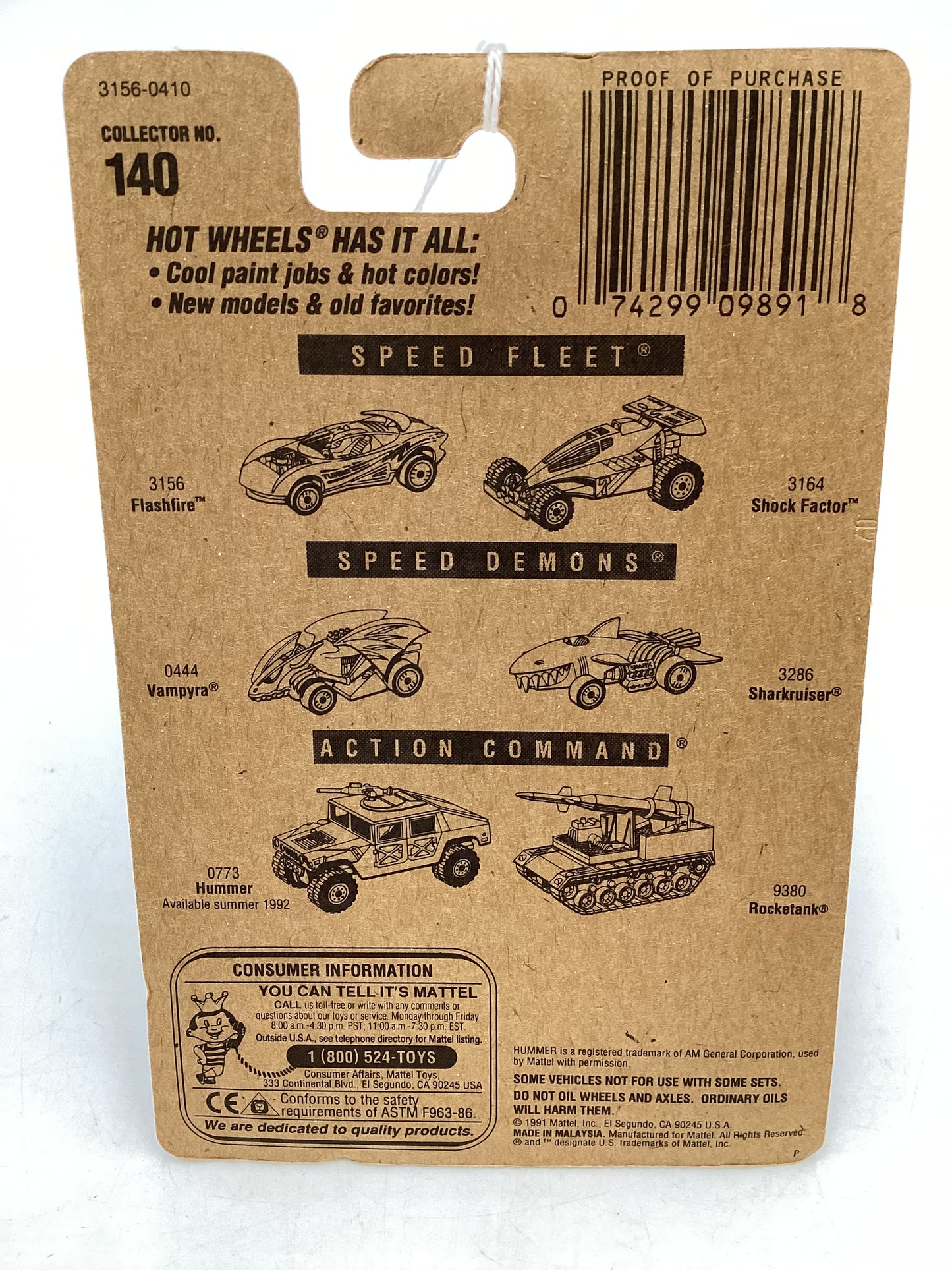 Hot Wheels Blue Card New Model Collector  No. 140 Flashfire Black UH Chrome Wheels 240G