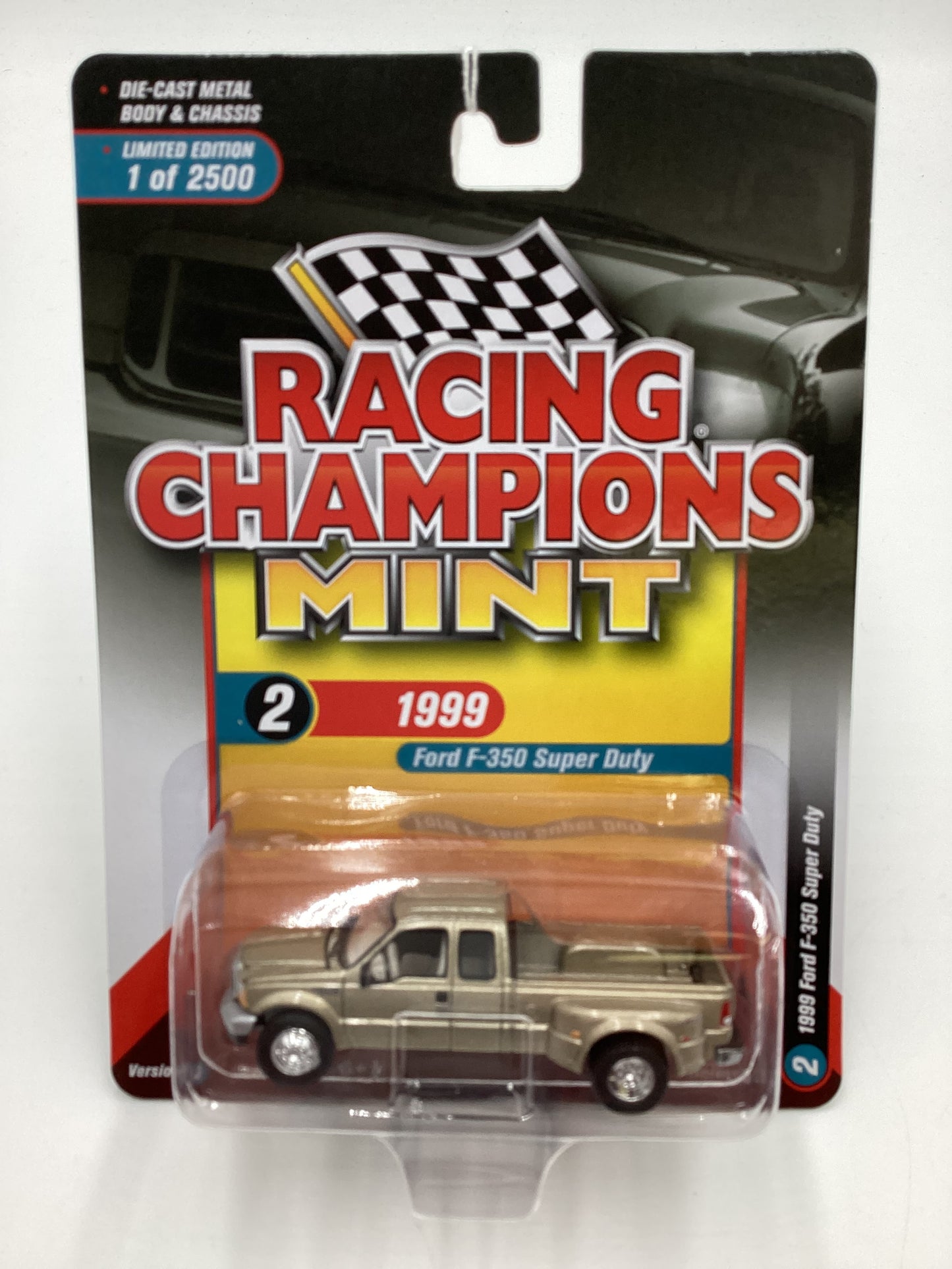 Racing Champions Mint #2 Release 1 Version B 1999 Ford F-350 Super Duty Dually Gold