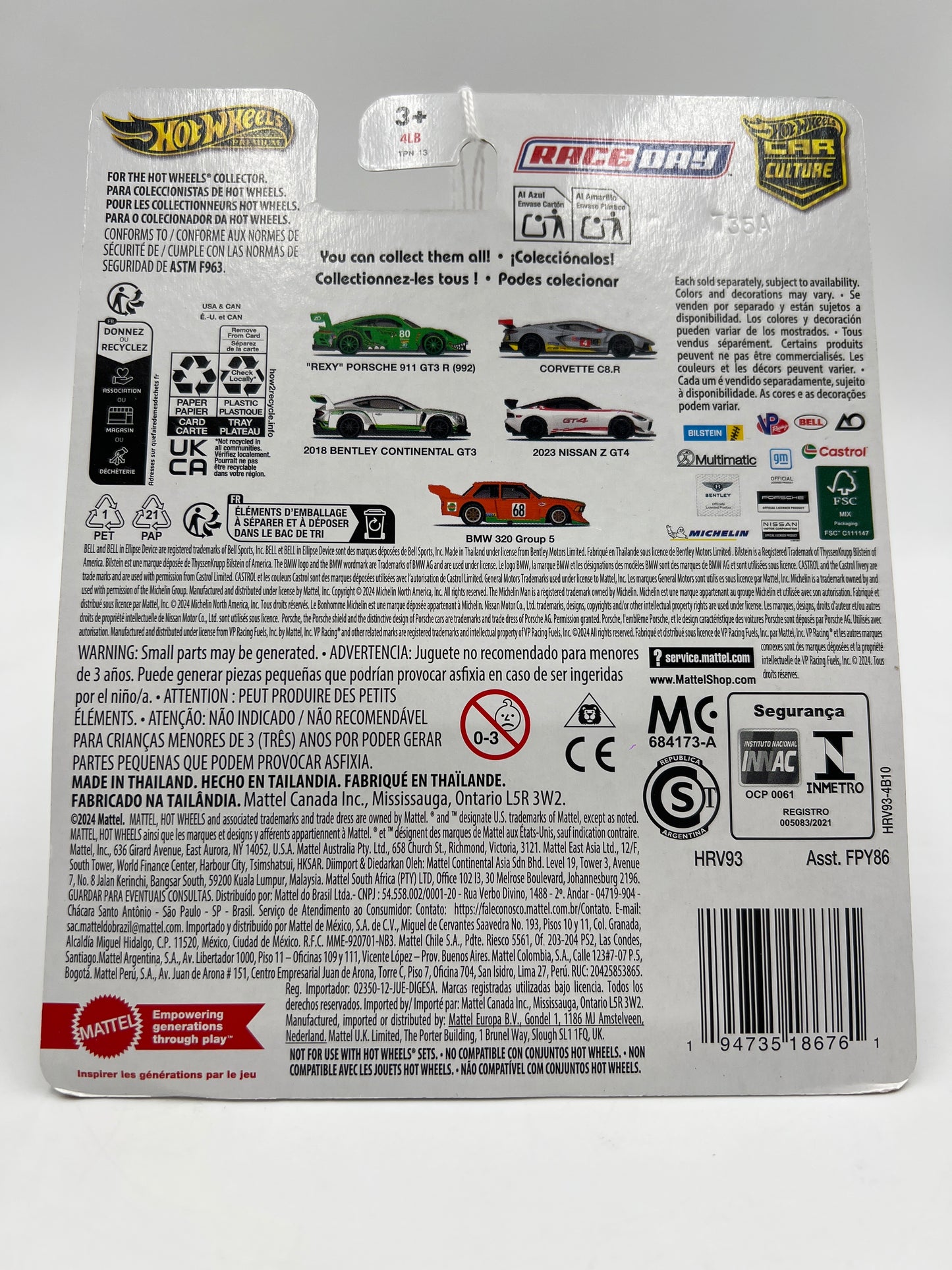 2024 HW Gold Label Premium Race Day #3 2018 Bentley Continental GT3 White 245P