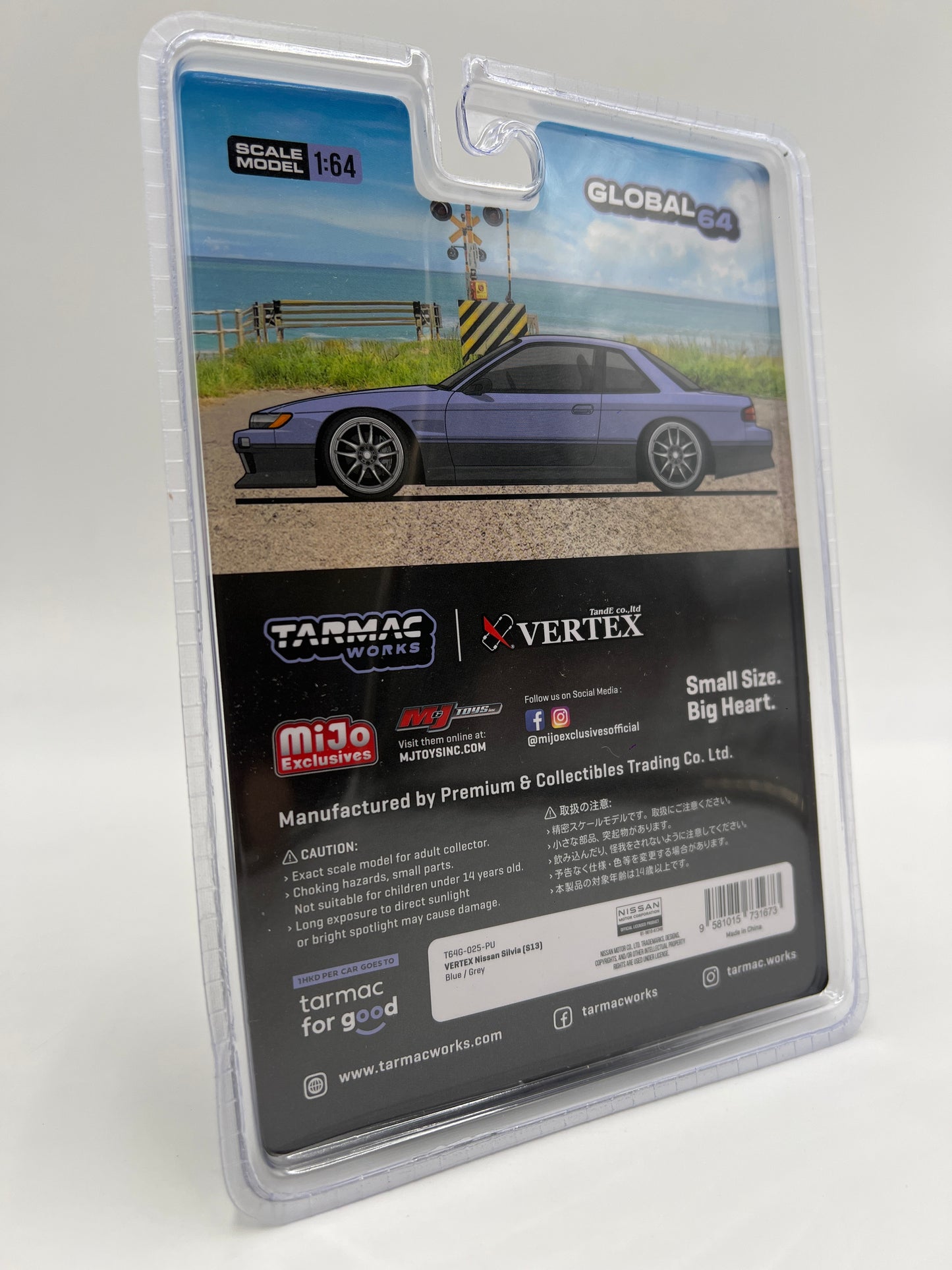 Tarmac Works Mijo Exclusives CHASE VERTEX Nissan Silvia S13 Blue/Gray