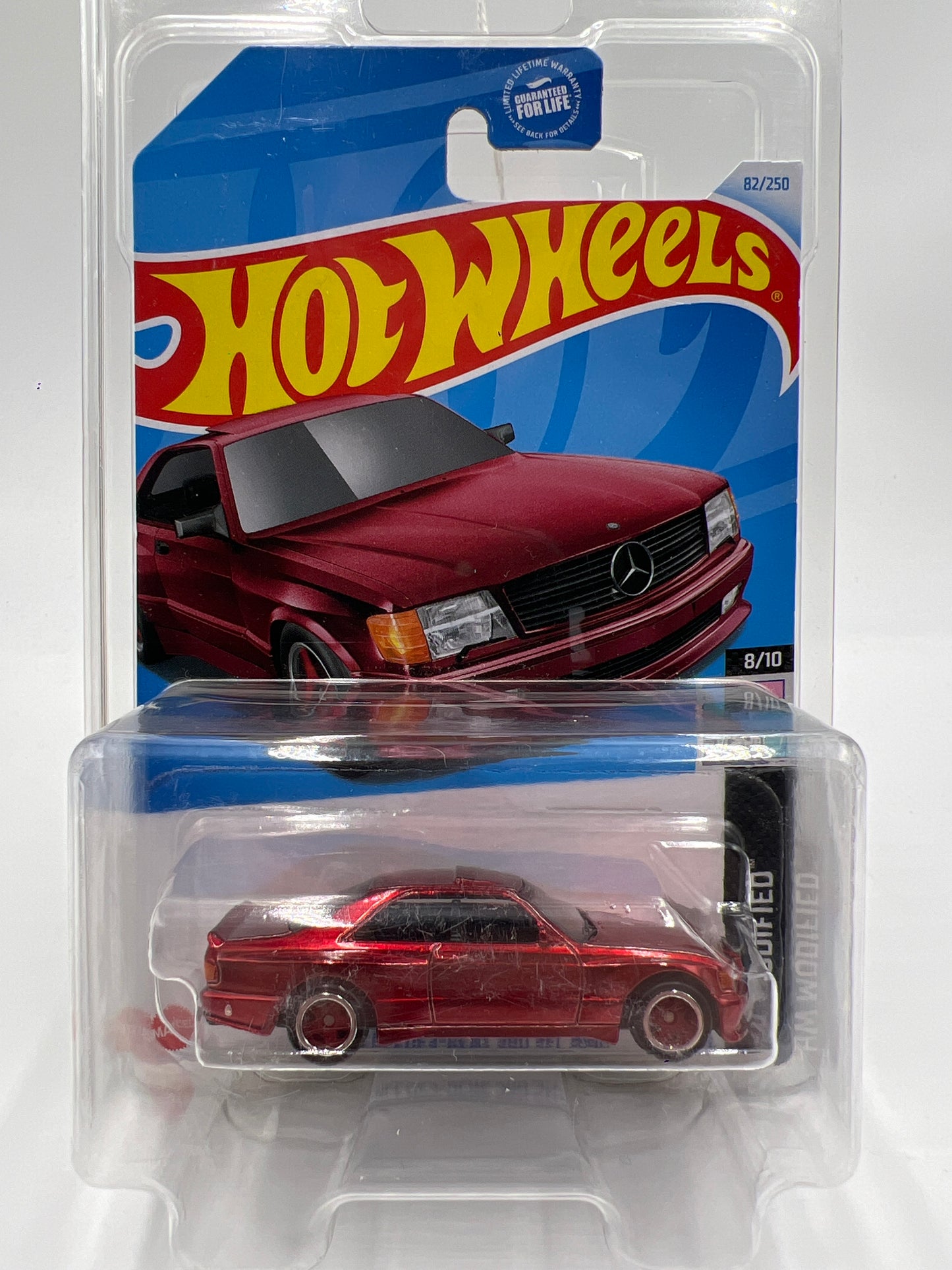 2024 Hot Wheels Super Treasure Hunt #82 89 Mercedes-Benz 560 SEC AMG Red W/Protector