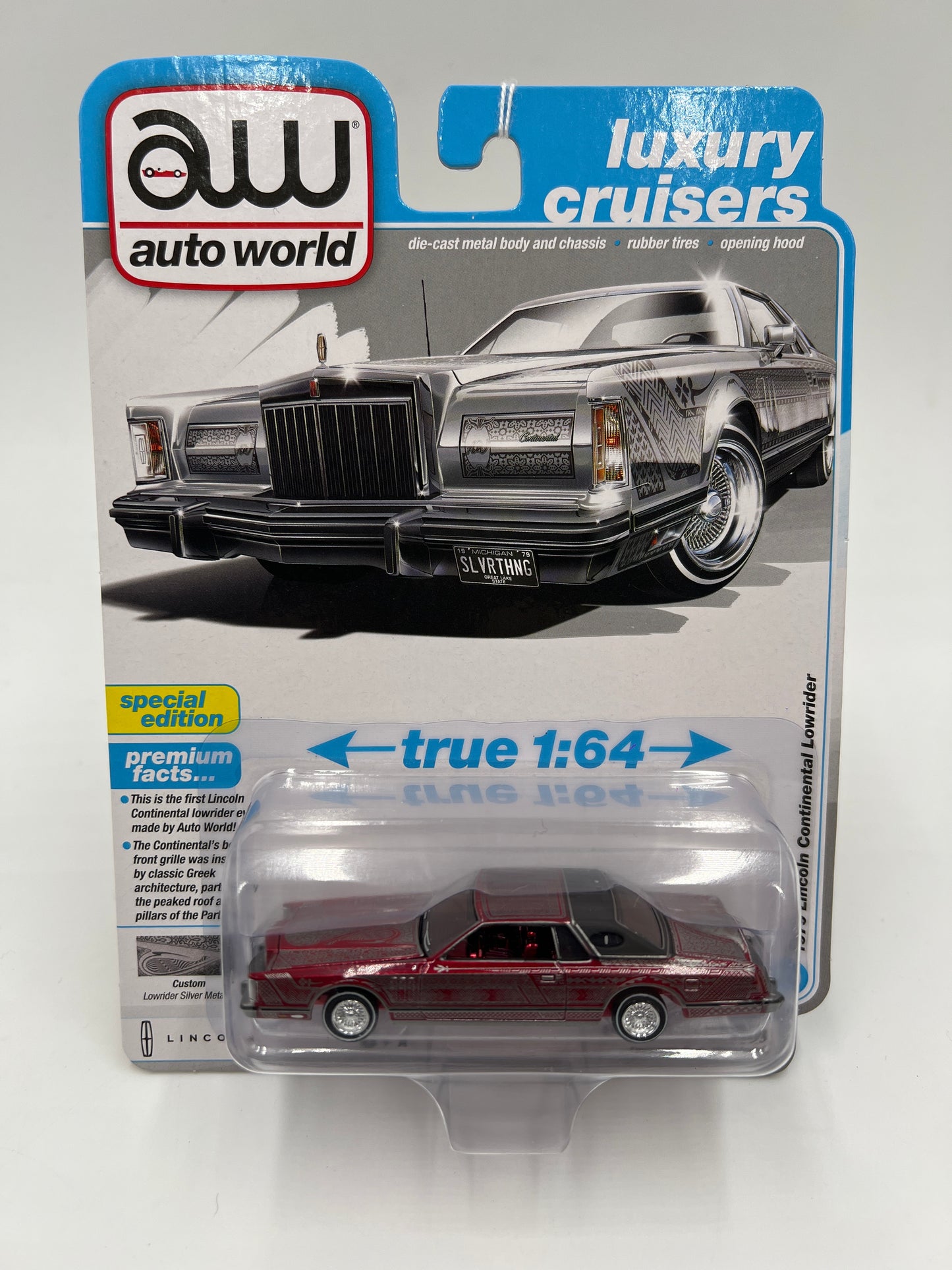 Auto World Ultra Red Chase Luxury Cruisers Release 6 Version A 1979 Lincoln Continental Lowrider