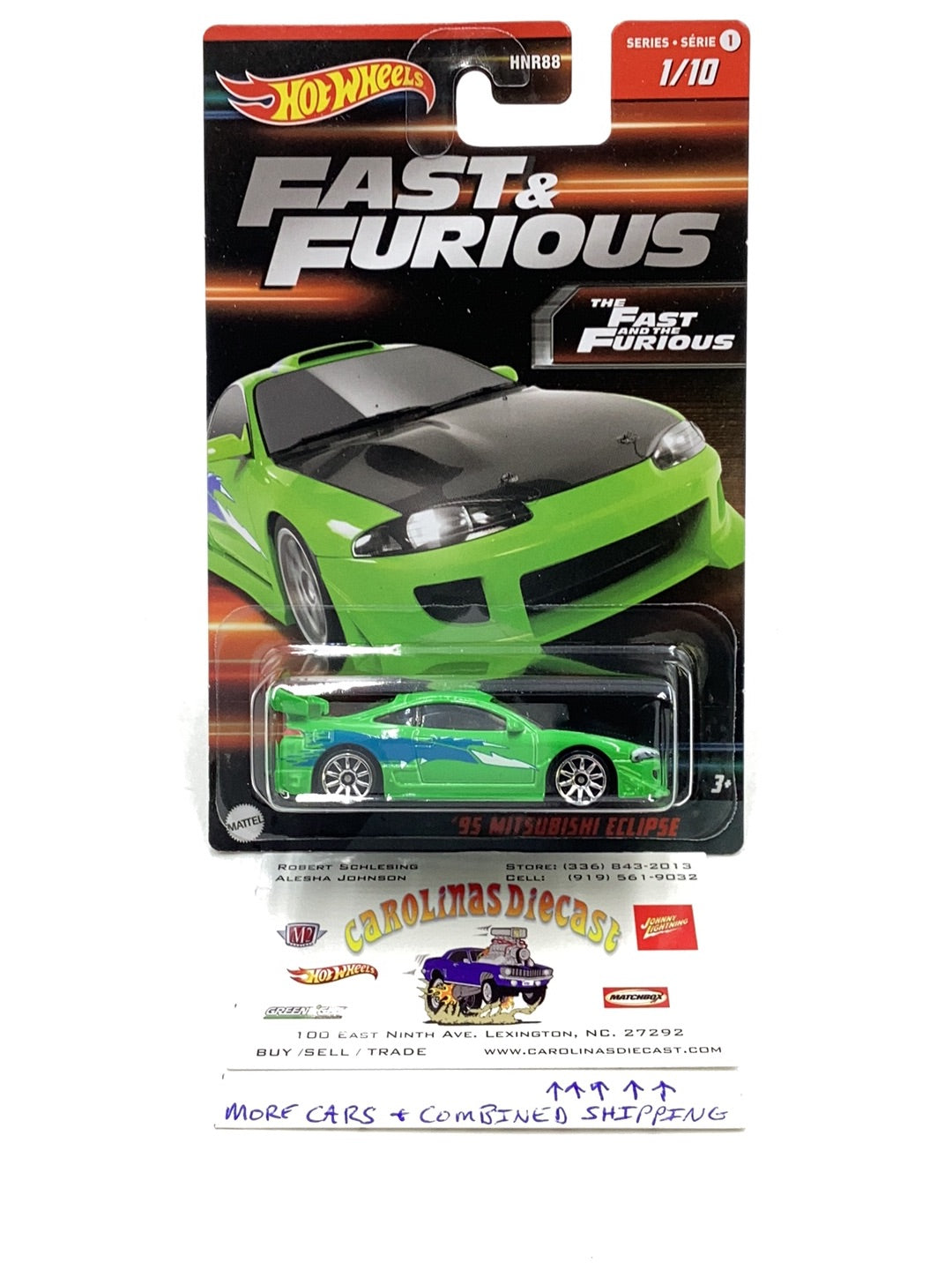 Hot Wheels Fast & Furious Series 1 95 Misubishi Eclipse with protector