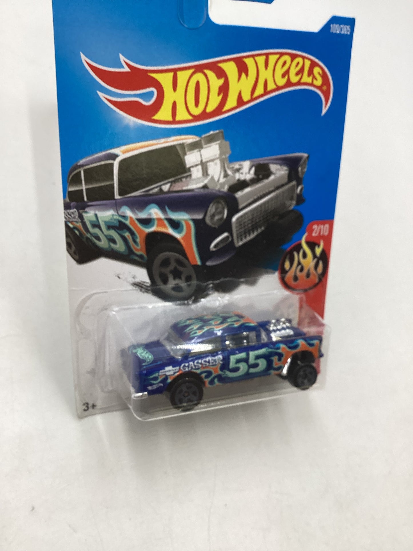 2017 Hot wheels #109 1955 Chevy Bel Air Gasser Blue 9D