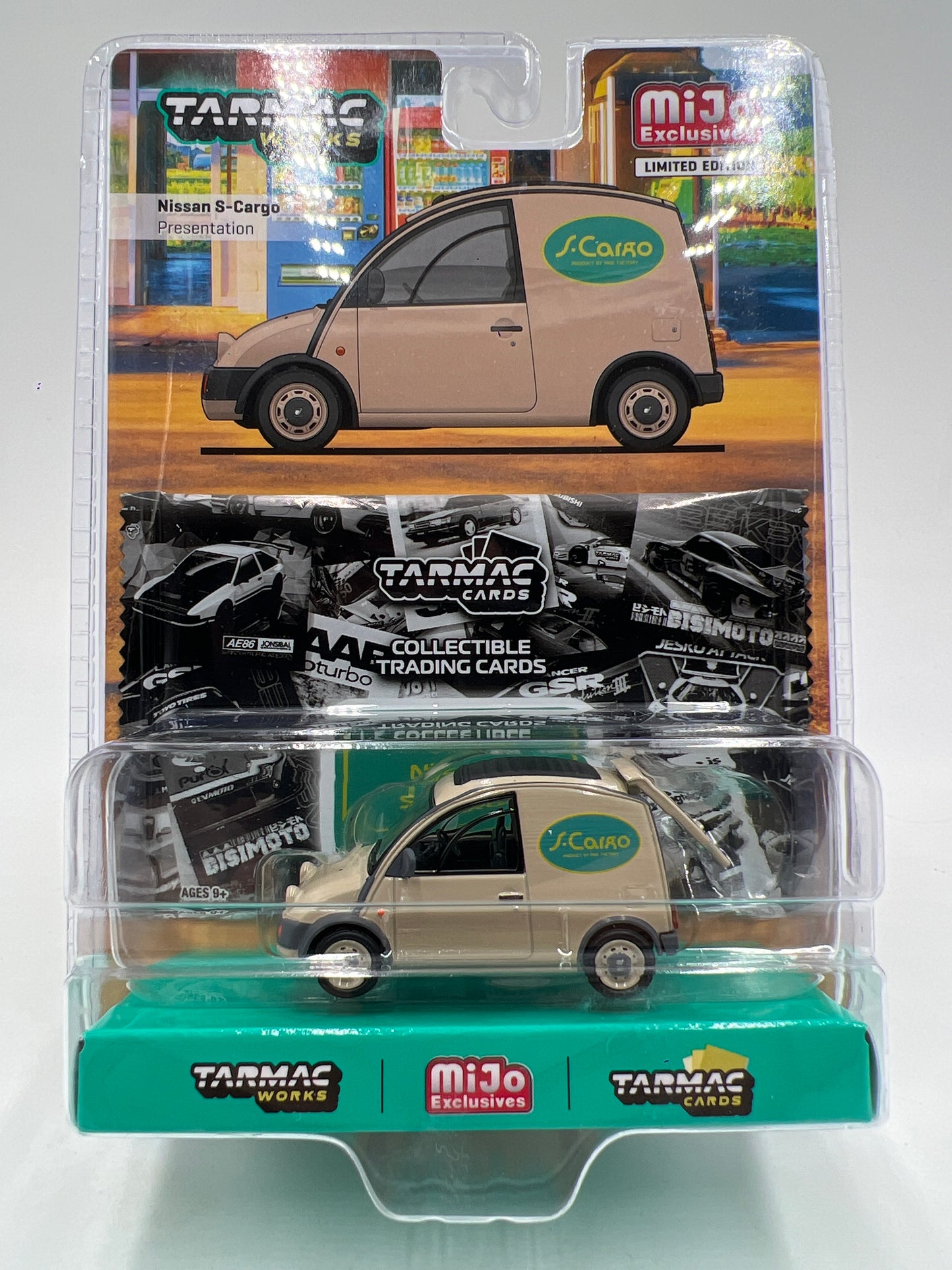Tarmac Works Mijo Exclusives Nissan S-Cargo Presentation W/Trading Cards #73 239H