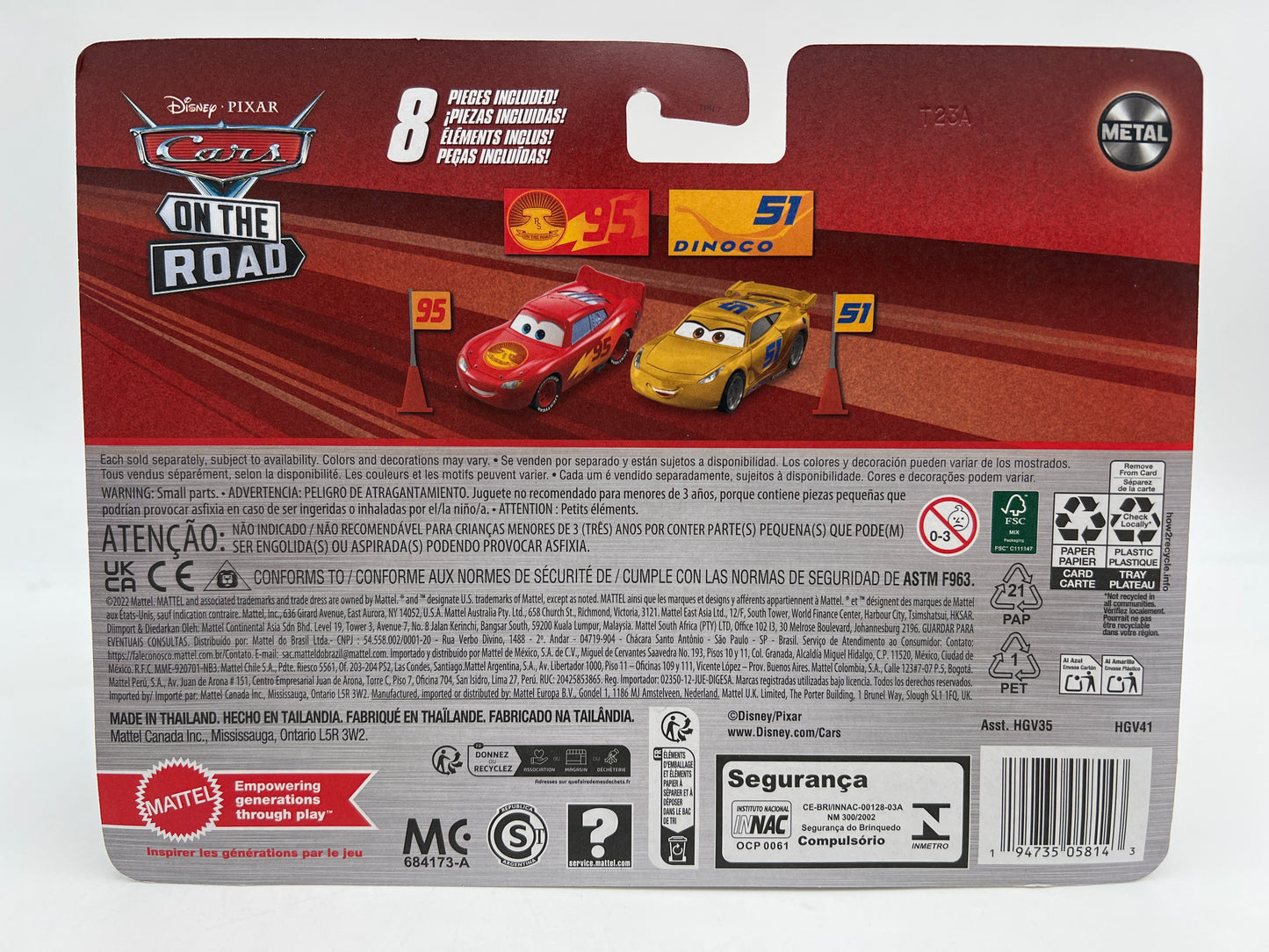Disney Pixar Cars 2 Pack Road Trip Lightning McQueen & Rusteze Dinoco Cruz Ramirez