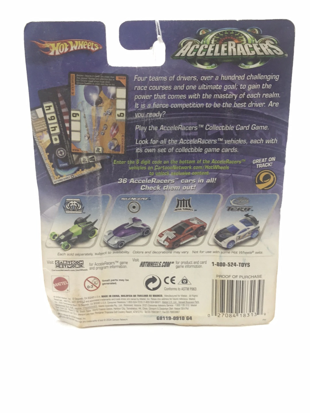 Hot wheels Acceleracers Silencerz Iridium 4 of 9 US card CM 6 Wheels (Bad Card) #2