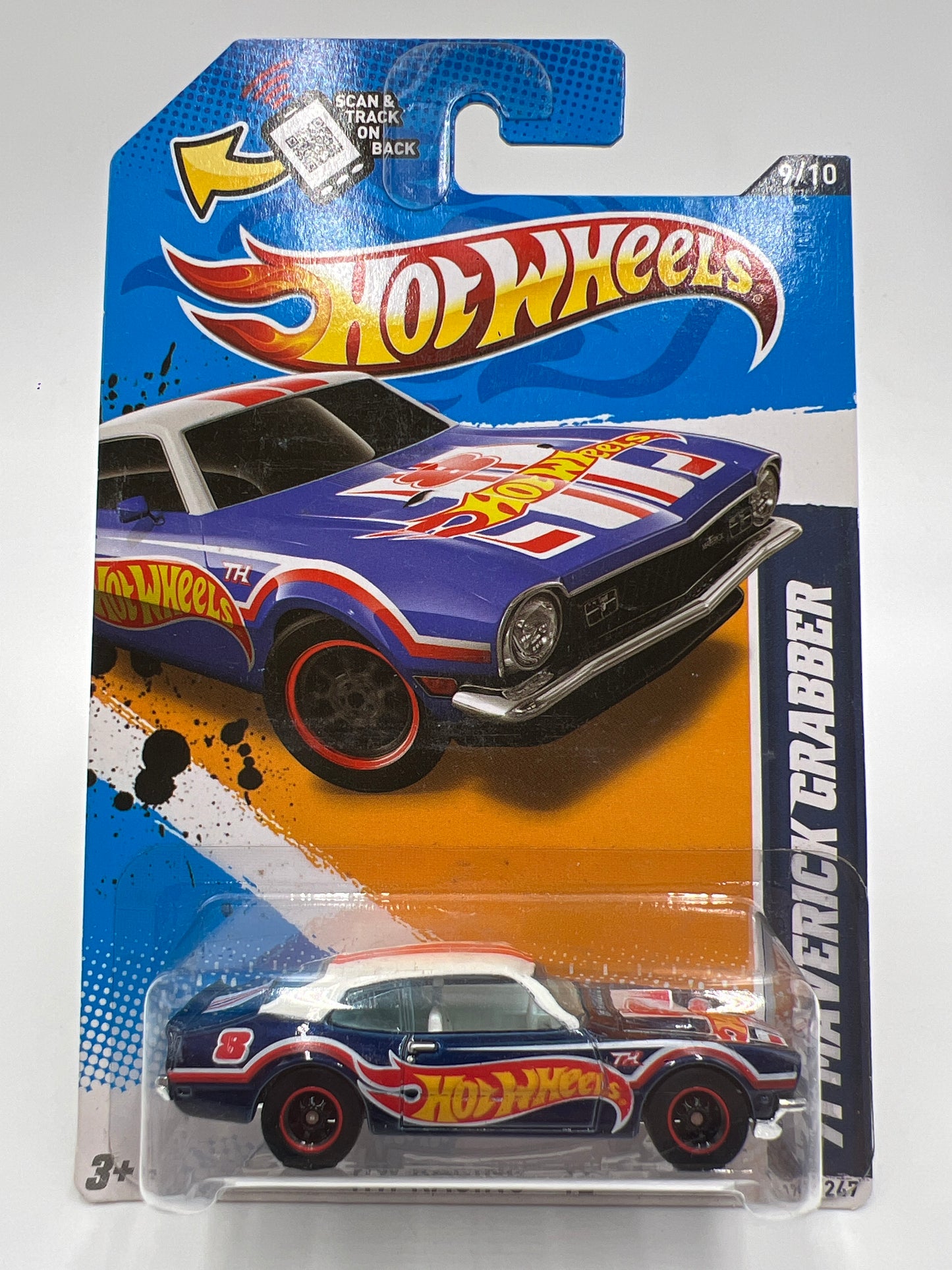 2012 Hot Wheels Super Treasure Hunt #179 71 Maverick Grabber Blue W/Protector