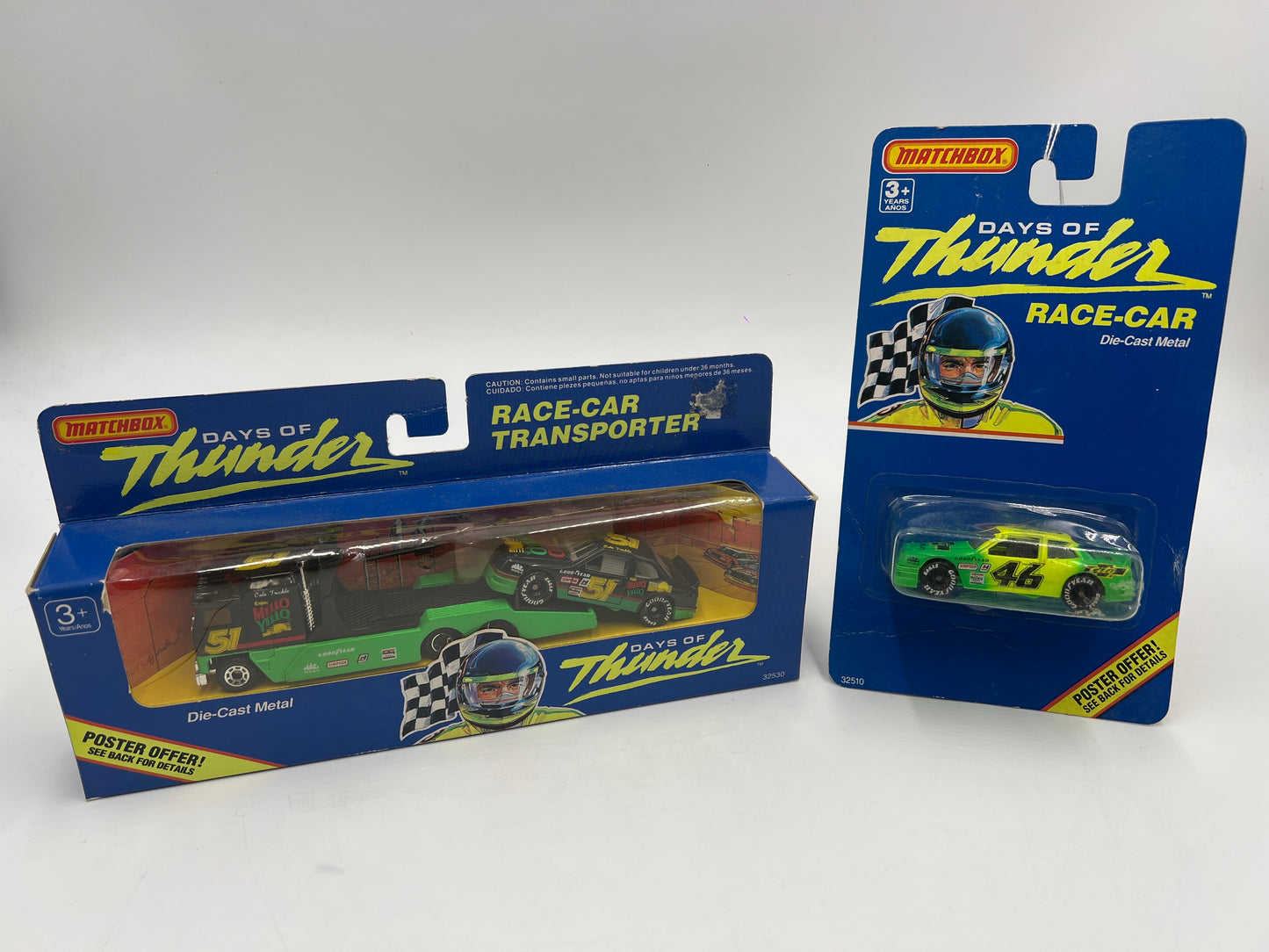 Matchbox Days Of Thunder Team Race-Car Transporter & Race Car Mello Yello/City Chevrolet Lot Of 2