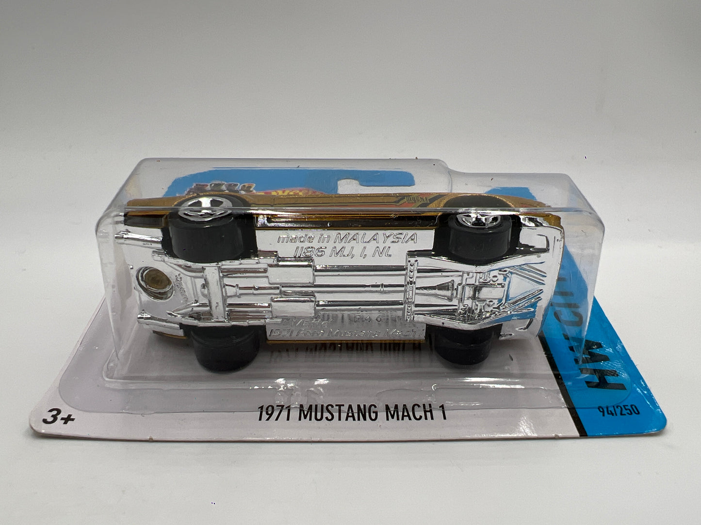 2014 Hot Wheels Short Card HW City #94 1971 Mustang Mach 1 Gold W/Protector 1
