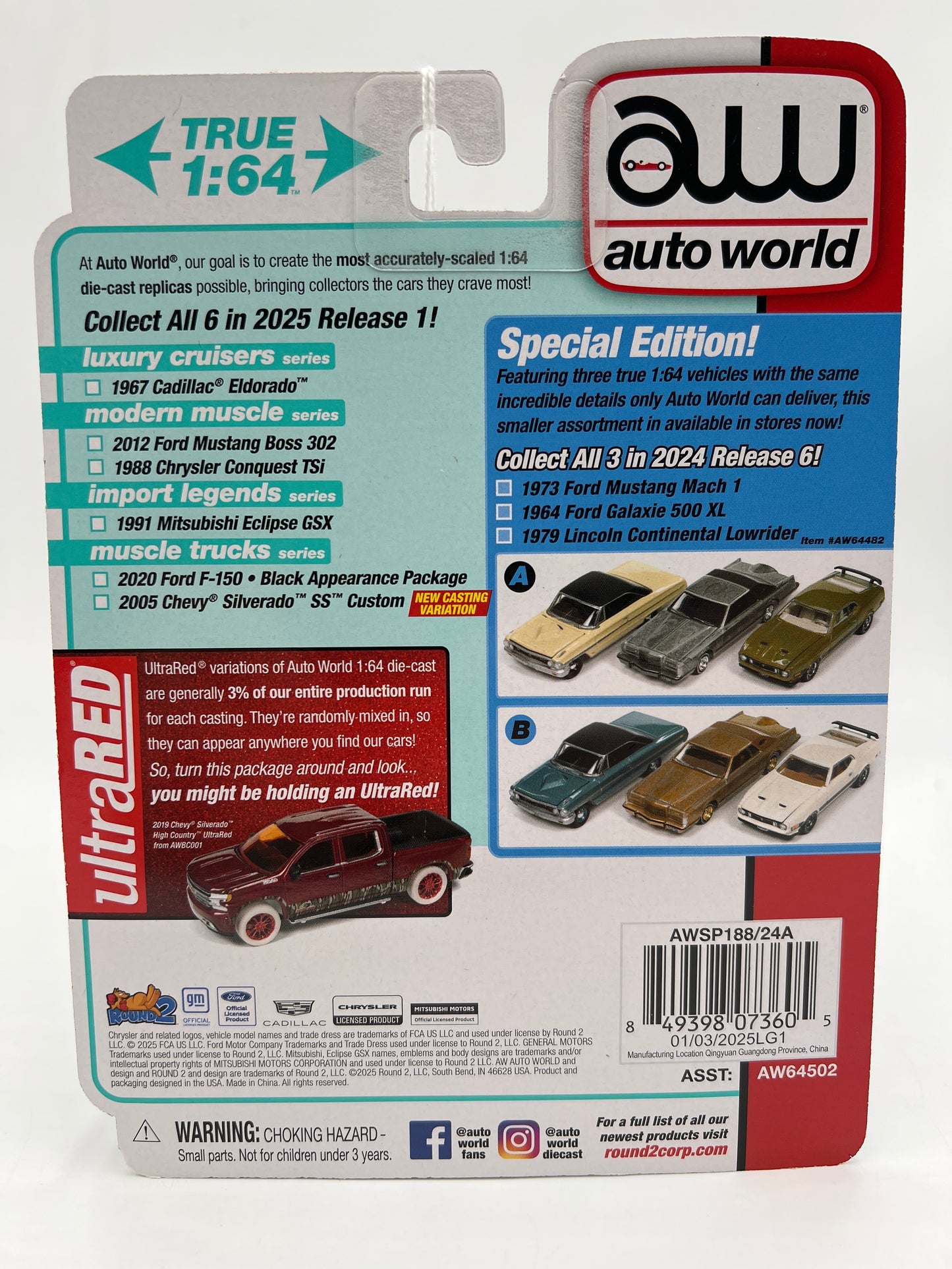 2025 Auto World Muscle Trucks Release 1 Version A 2020 Ford F-150 Black Appearance Package White 183D