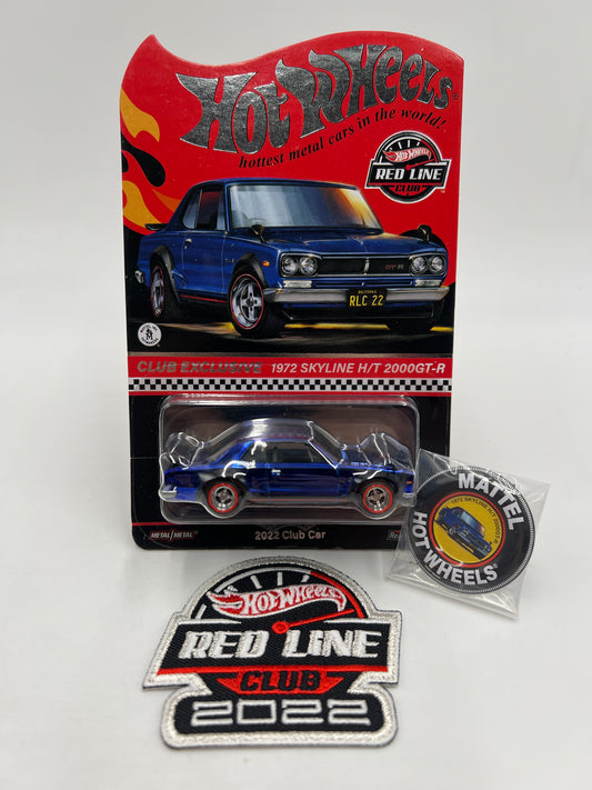 2022 Hot Wheels RLC Club Exclusive 1972 Nissan Skyline H/T 2000GT-R Blue W/Protector and Patch/Button