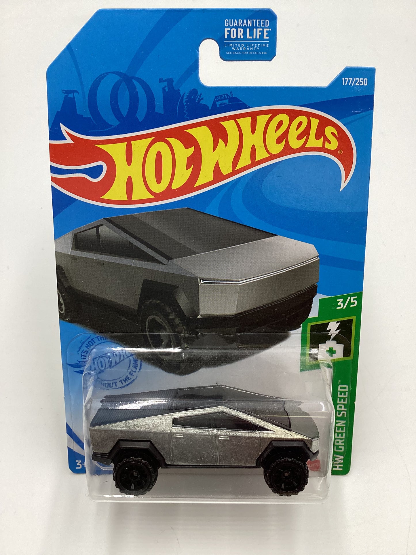 2022 Hot Wheels Green Speed #177 Tesla Cybertruck with protector