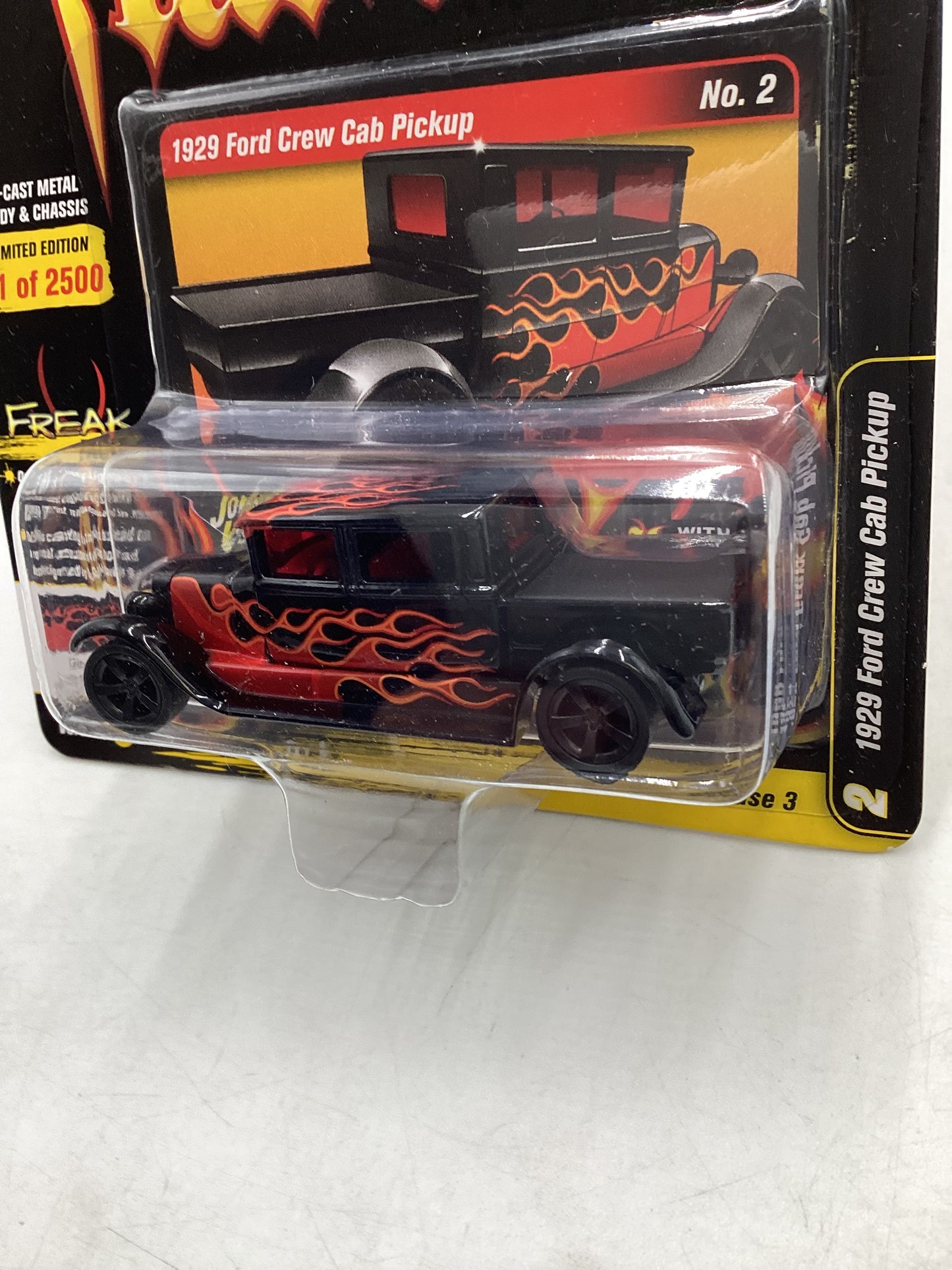 Johnny Lightning Street freaks 1929 Ford Crew Cab Pickup Black with Red Flames