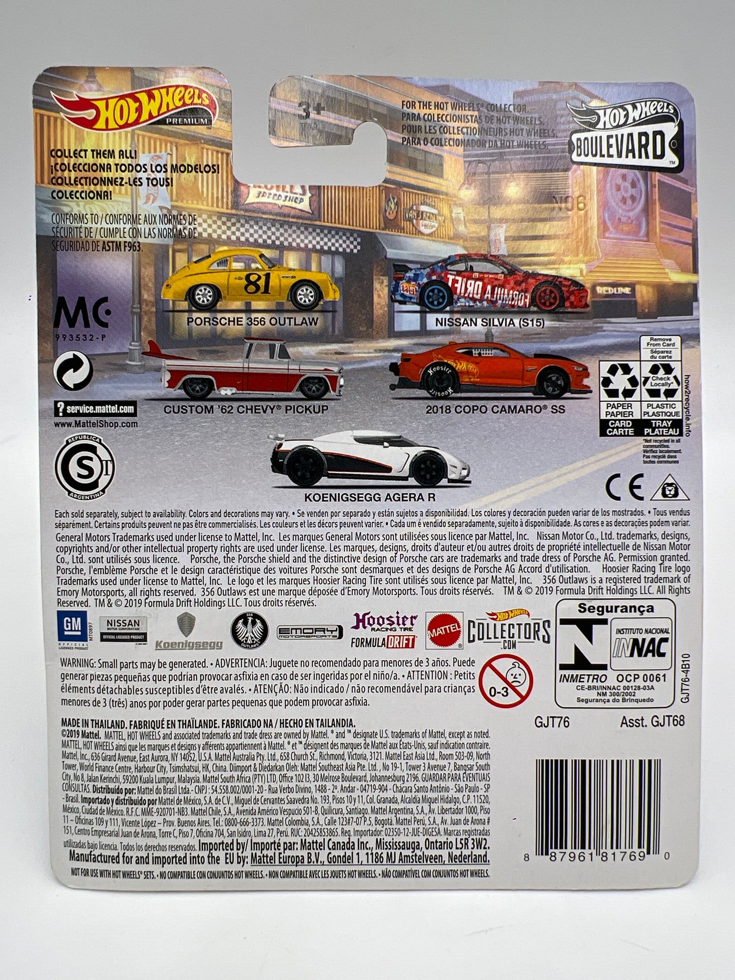 Hot Wheels Premium Boulevard #9 2018 Copo Camaro SS Orange W/Protector