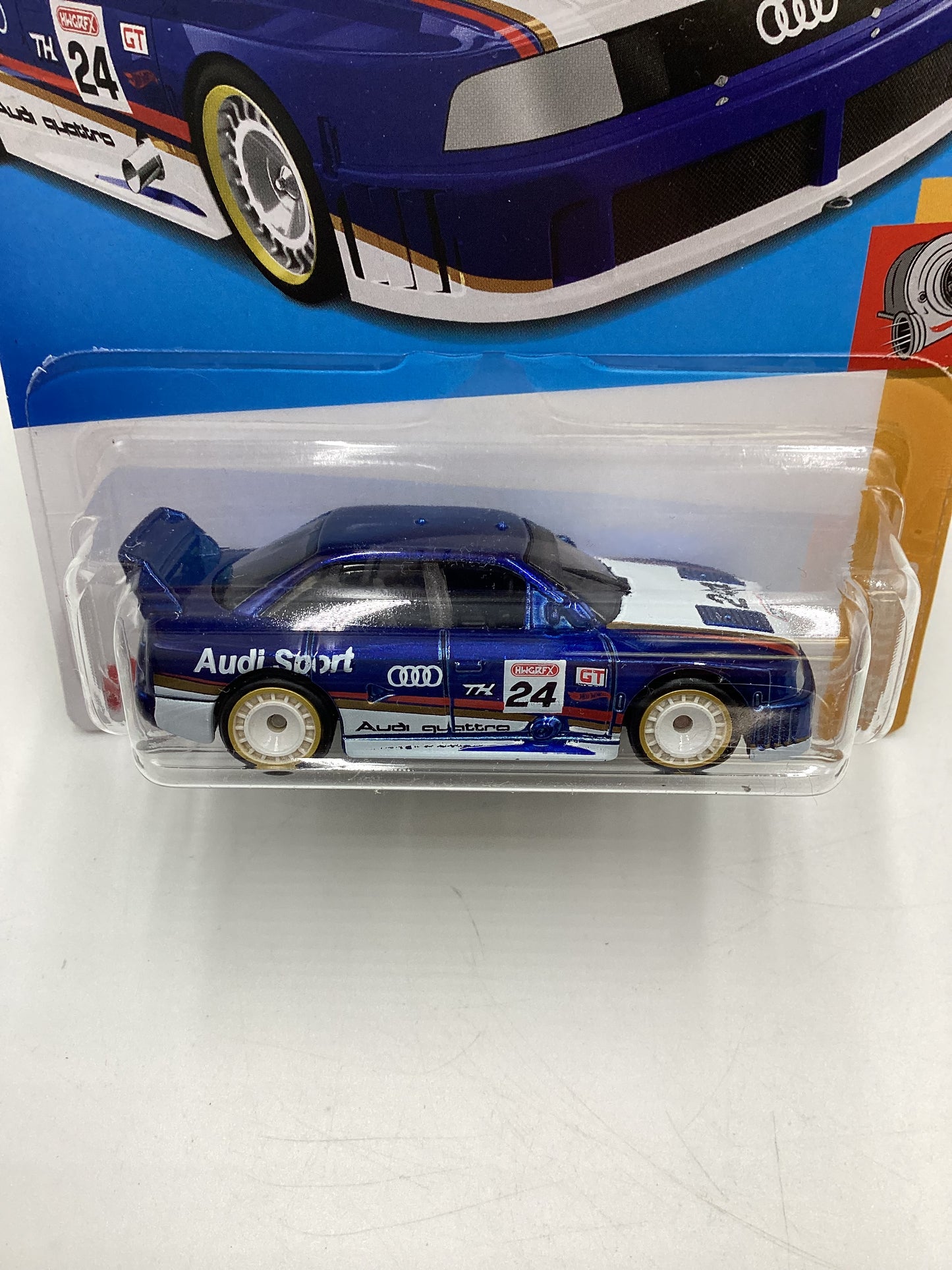 2024 Hot Wheels #144 Super Treasure Hunt Audi 90 Quattro Blue W/Protector International Card