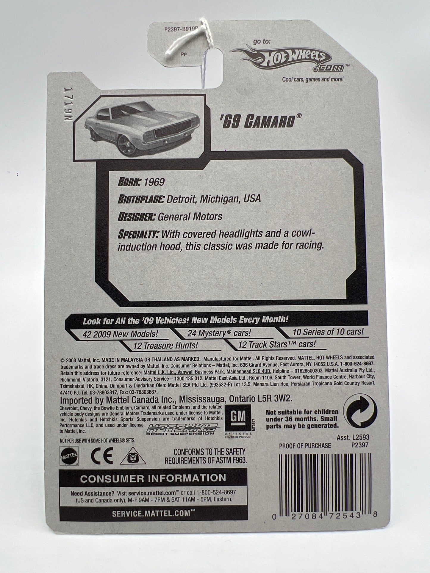 2009 Hot Wheels Walmart Exclusive Muscle Mania #77 69 Camaro Yellow 240A