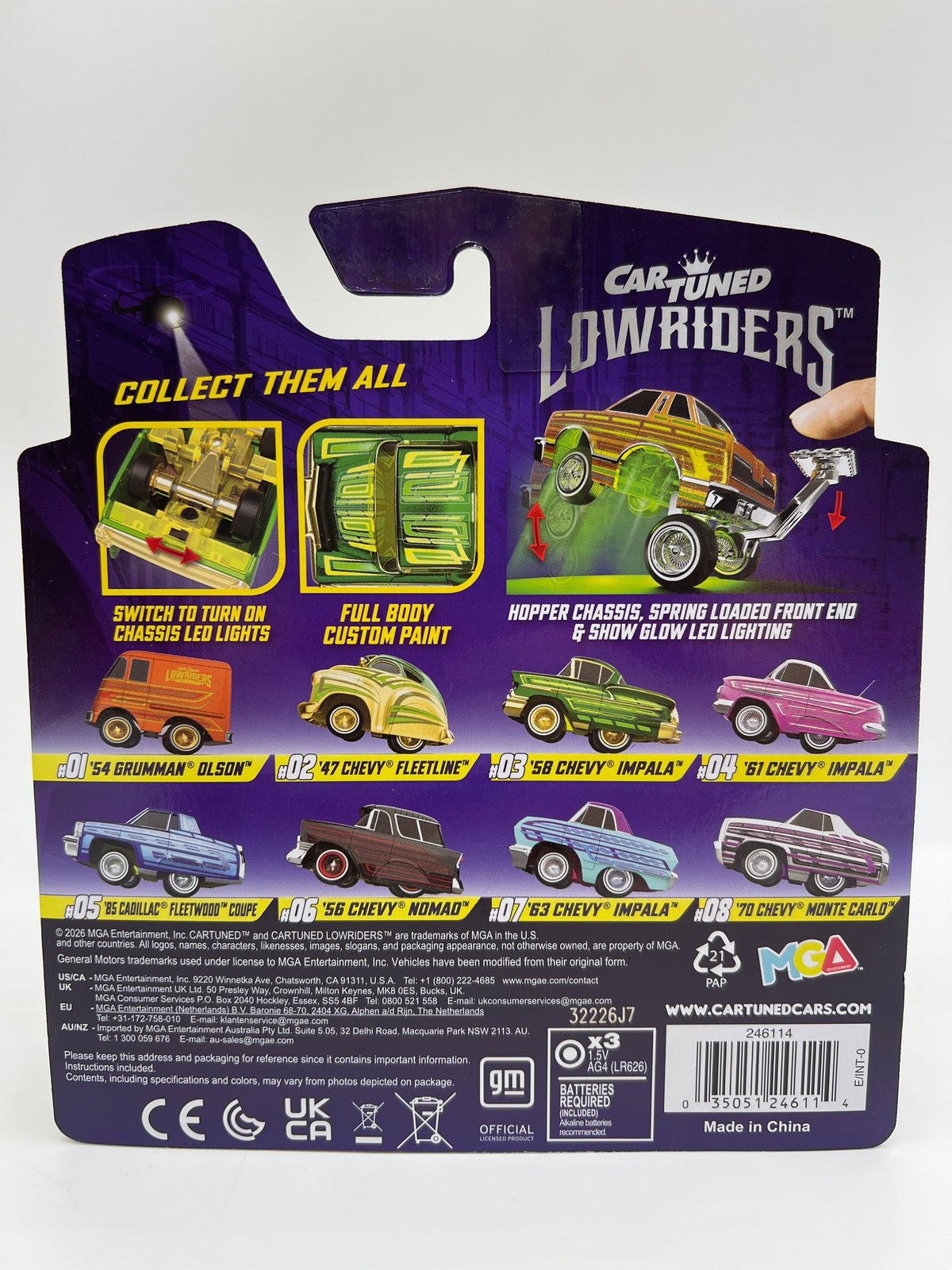 MGA Car Tuned Series 4 Show Glow Lowriders #3 58 Chevy Impala Green