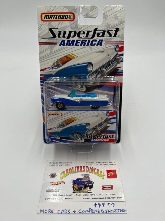 Matchbox Superfast America #8 1956 Ford Sunliner Convertible Blue/White 173A