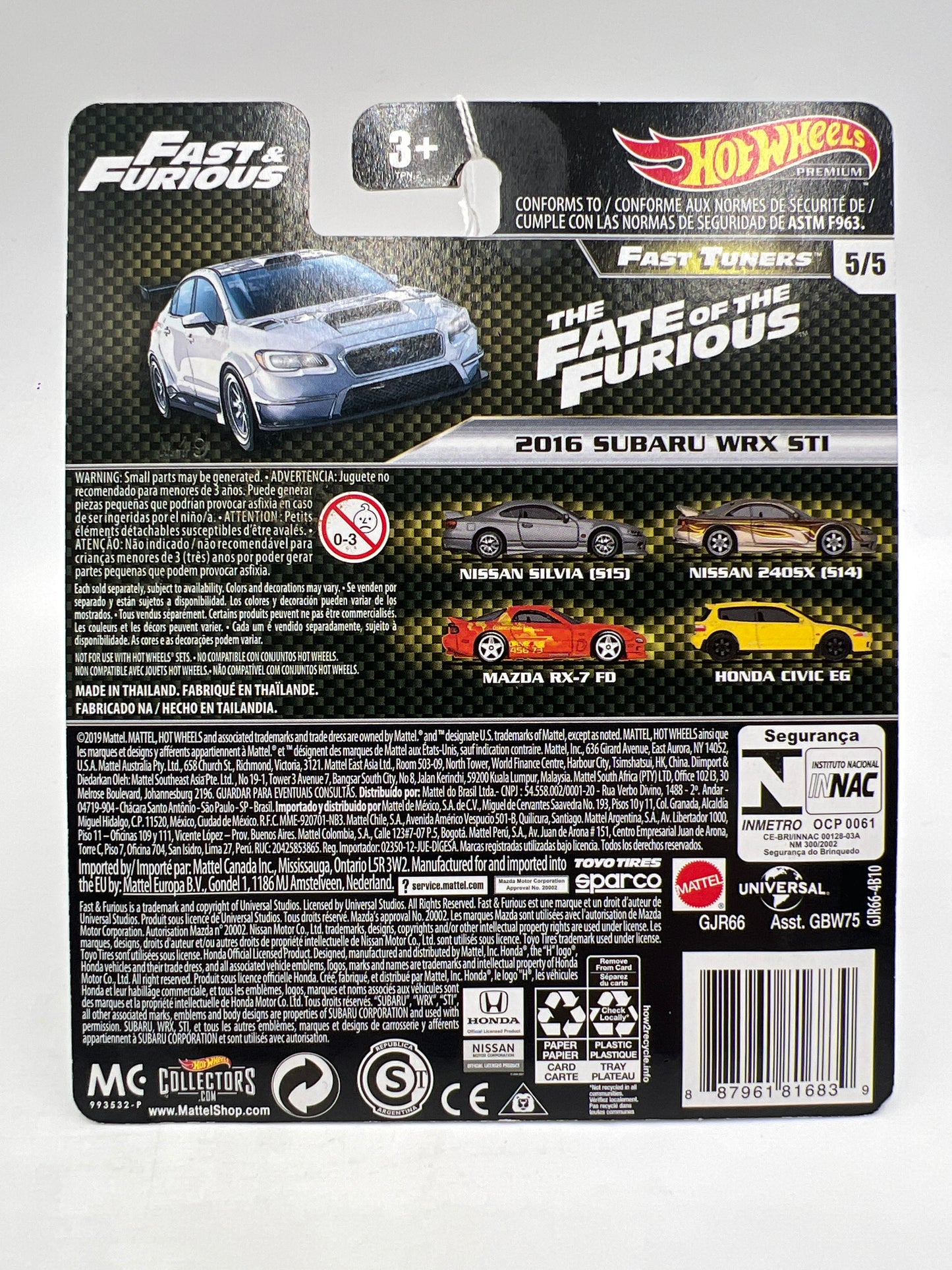 Hot Wheels Fast & Furious Fast Tuners #5 2016 Subaru WRX STI White 247B
