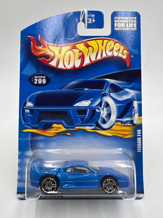 2001 Hot Wheels Collector #209 Ferrari F40 Blue SR