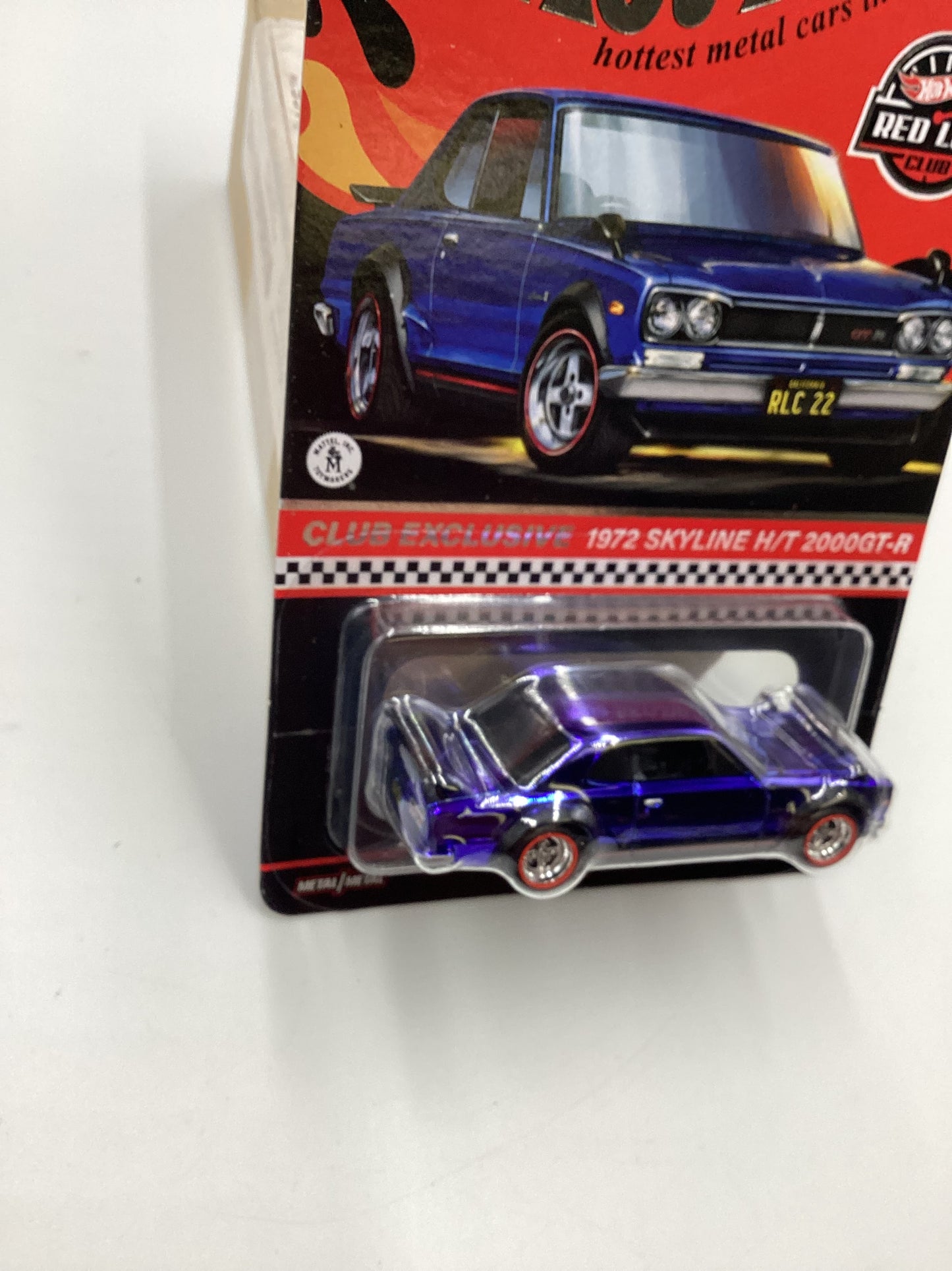 2022 Hot Wheels RLC Club Exclusive W/Patch & Button 1972 Skyline H/T 2000GT-R Blue with protector