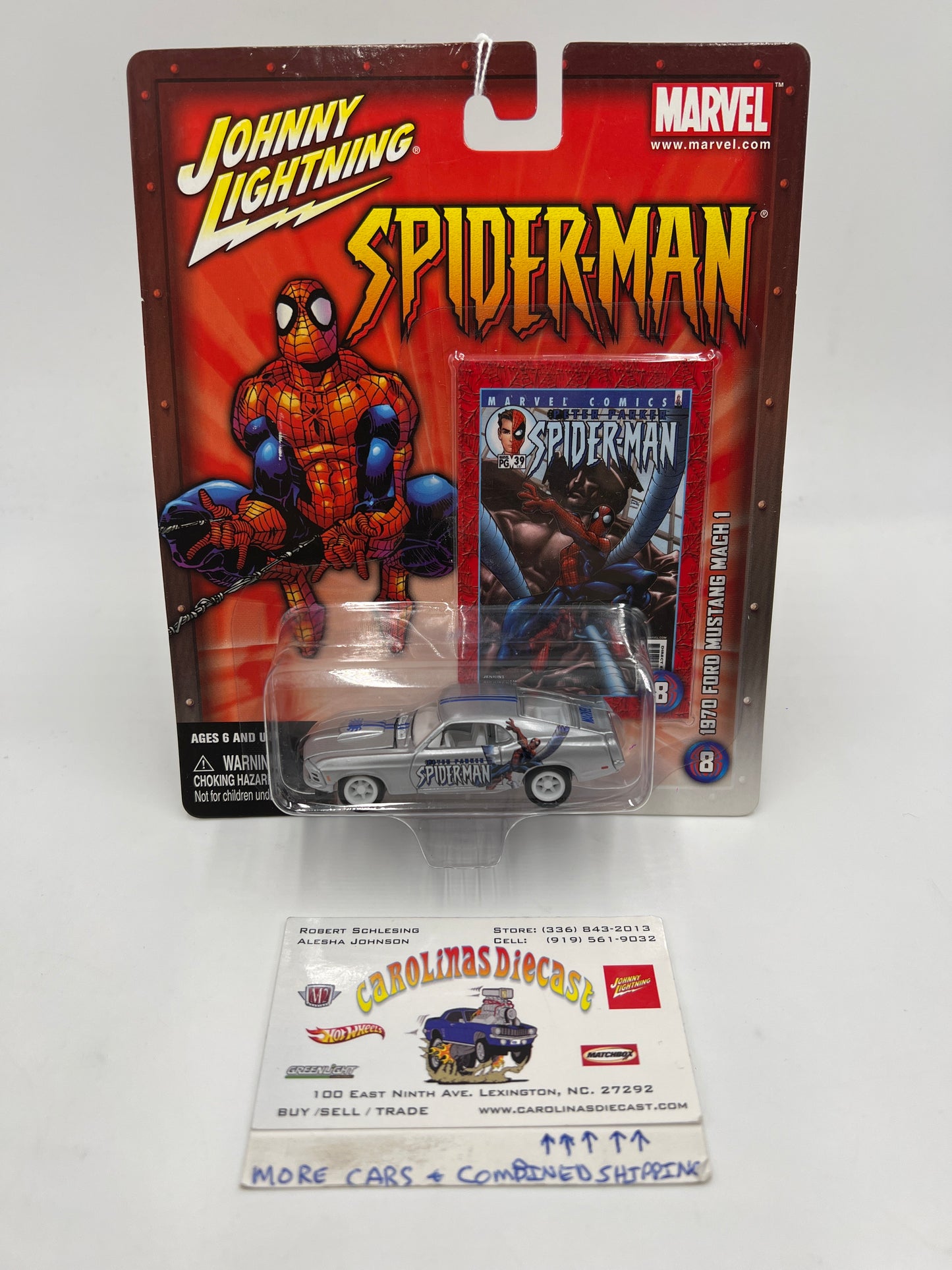 Johnny Lightning White Lightning Chase Marvel Spider-Man #8 1970 Ford Mustang Mach 1 Silver
