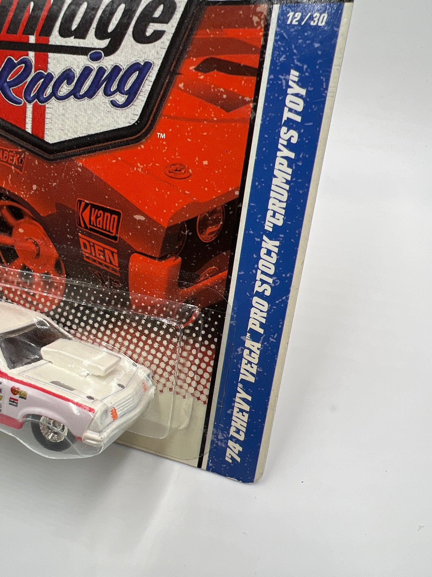 Hot Wheels Vintage Racing #12 74 Chevy Vega Pro Stock Grumpys Toy Red/White W/Protector