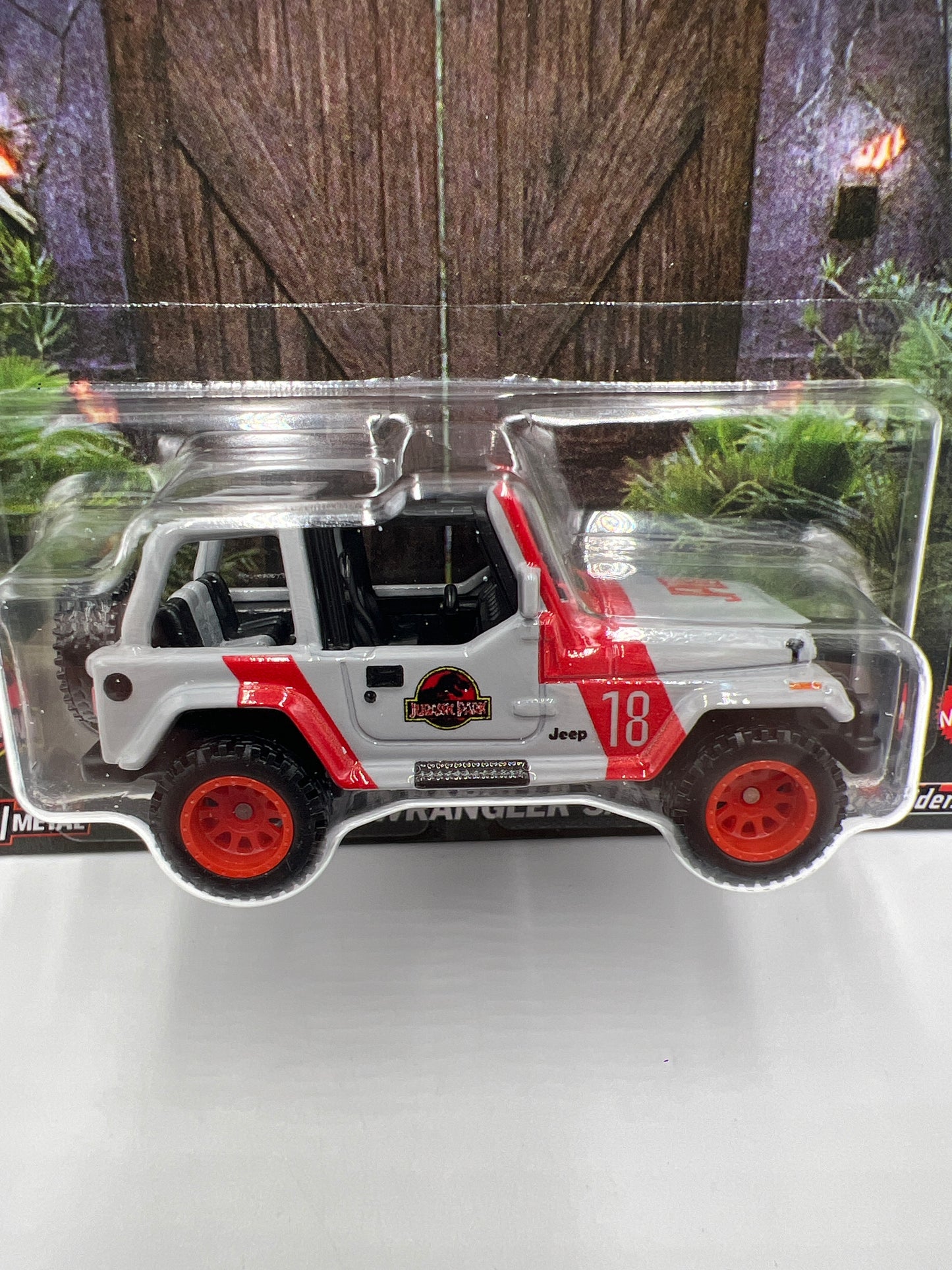 2025 Hot Wheels Premium Pop Culture Jurassic Park 92 Jeep Wrangler Sahara Gray/Red 265A