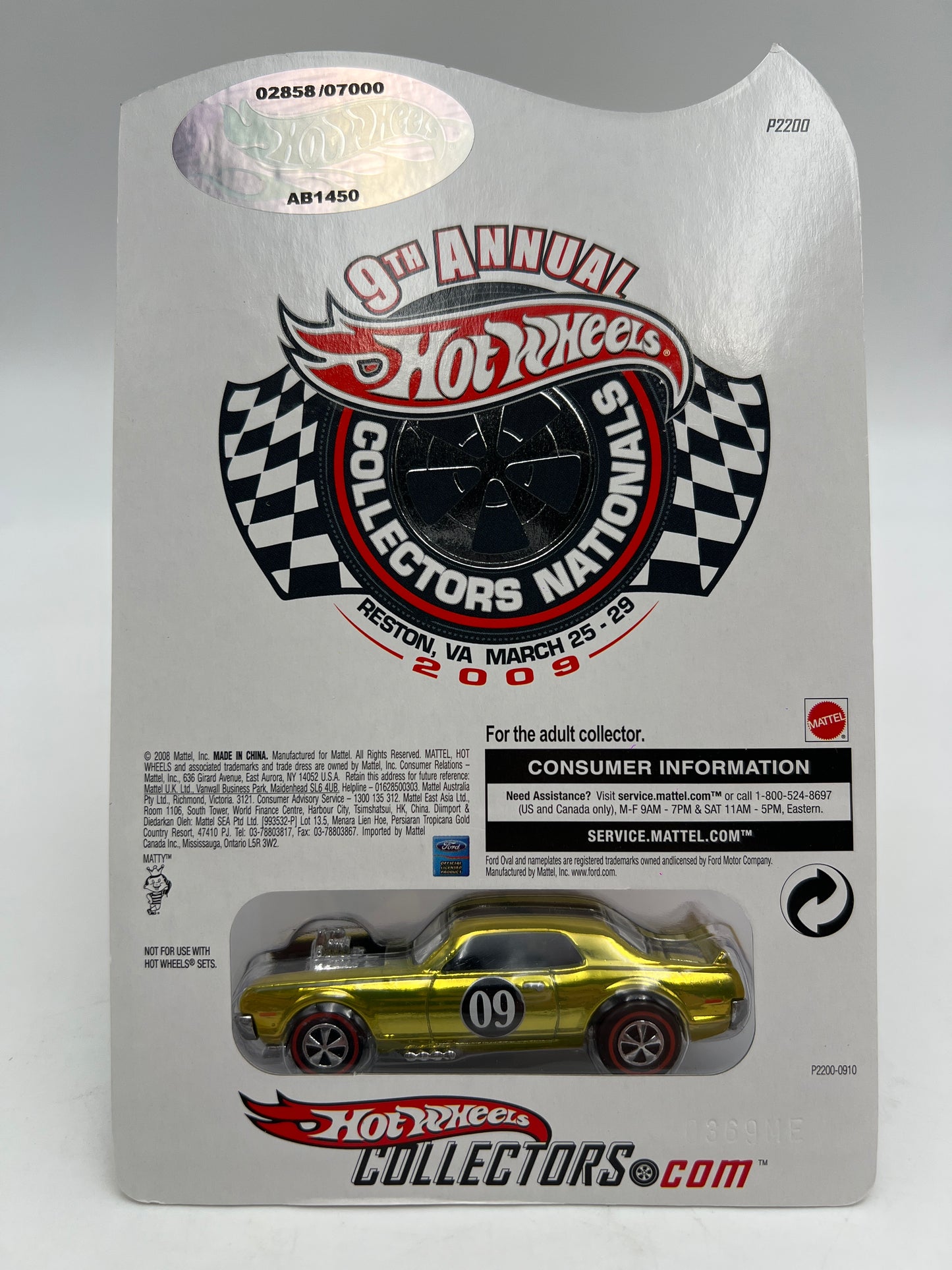 2009 Hot Wheels 9th Annual Collectors Nationals 2858/7000 Nitty Gritty Kitty W/Protector