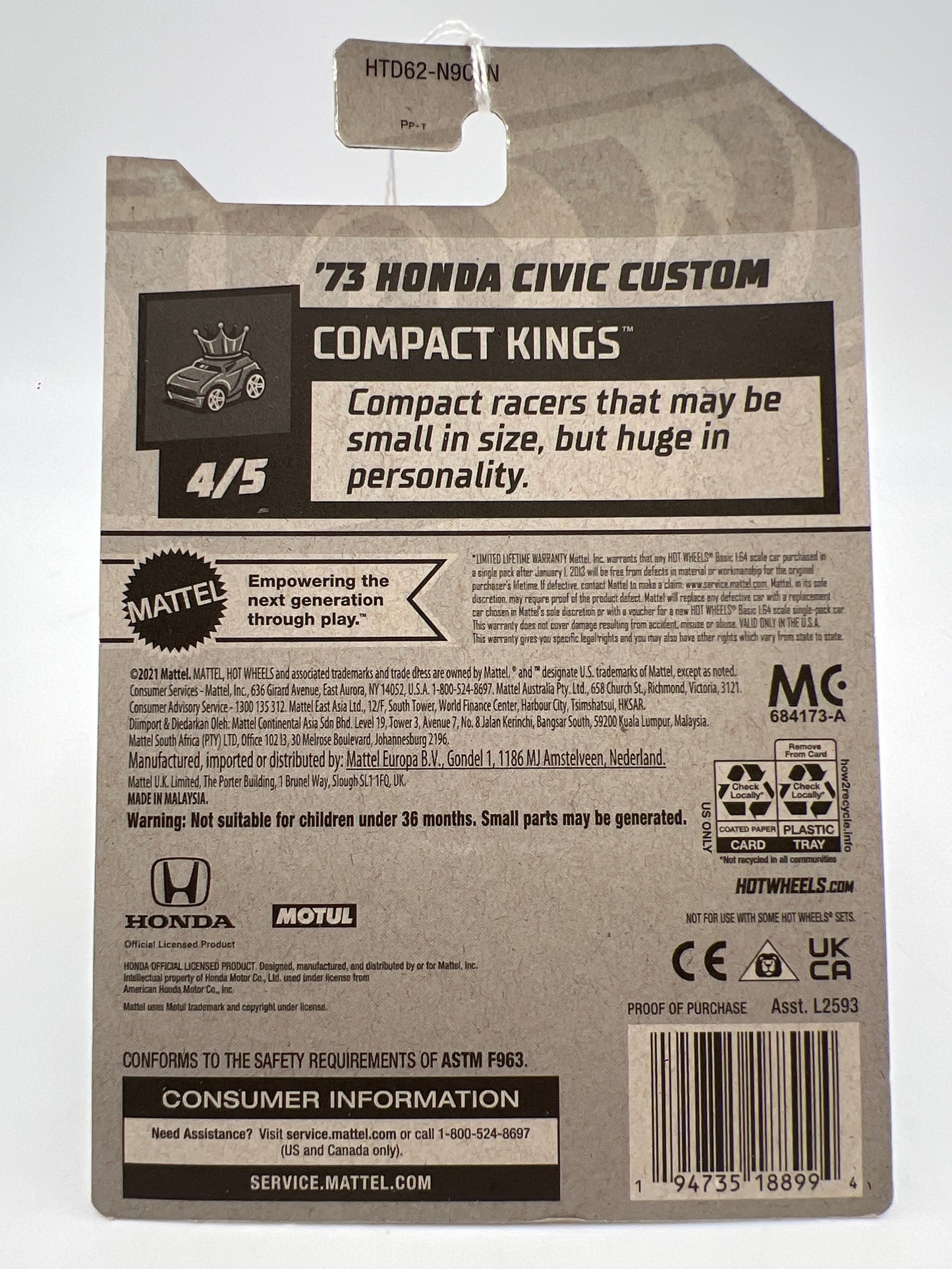 2024 Hot Wheels N Case #90 73 Honda Civic Custom Teal 75F