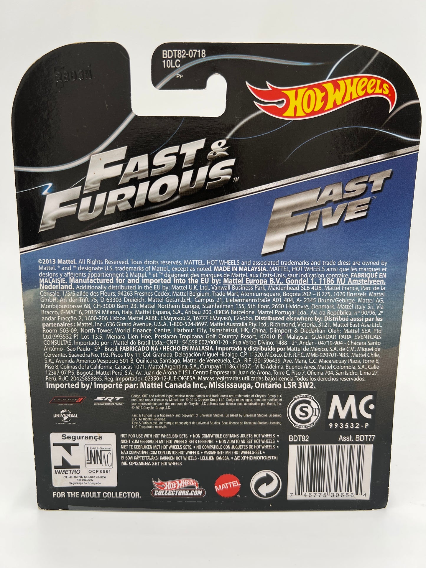 Hot Wheels Retro Entertainment Fast & Furious Fast Five 08 Dodge Challenger SRT8 Black W/Protector