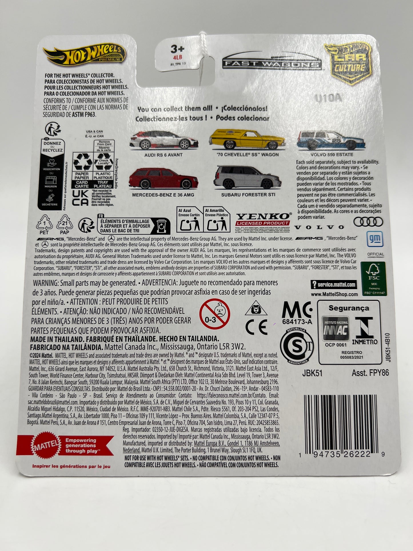 2025 Hot Wheels Car Culture Premium Fast Wagons #1 Audi RS 6 Avant White 260B