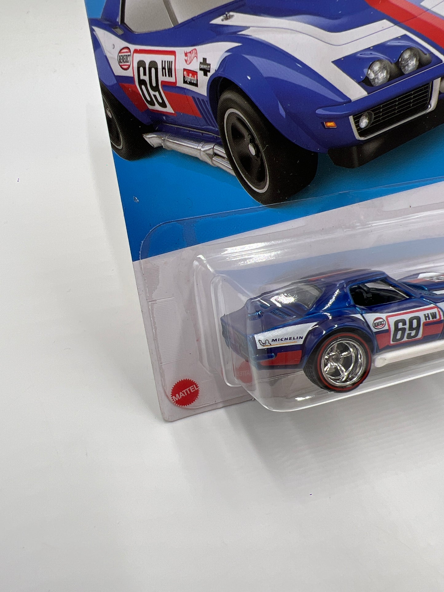 Hot Wheels 69 Copo Corvette Blue Wheel Swap Custom On Card W/Protector SR
