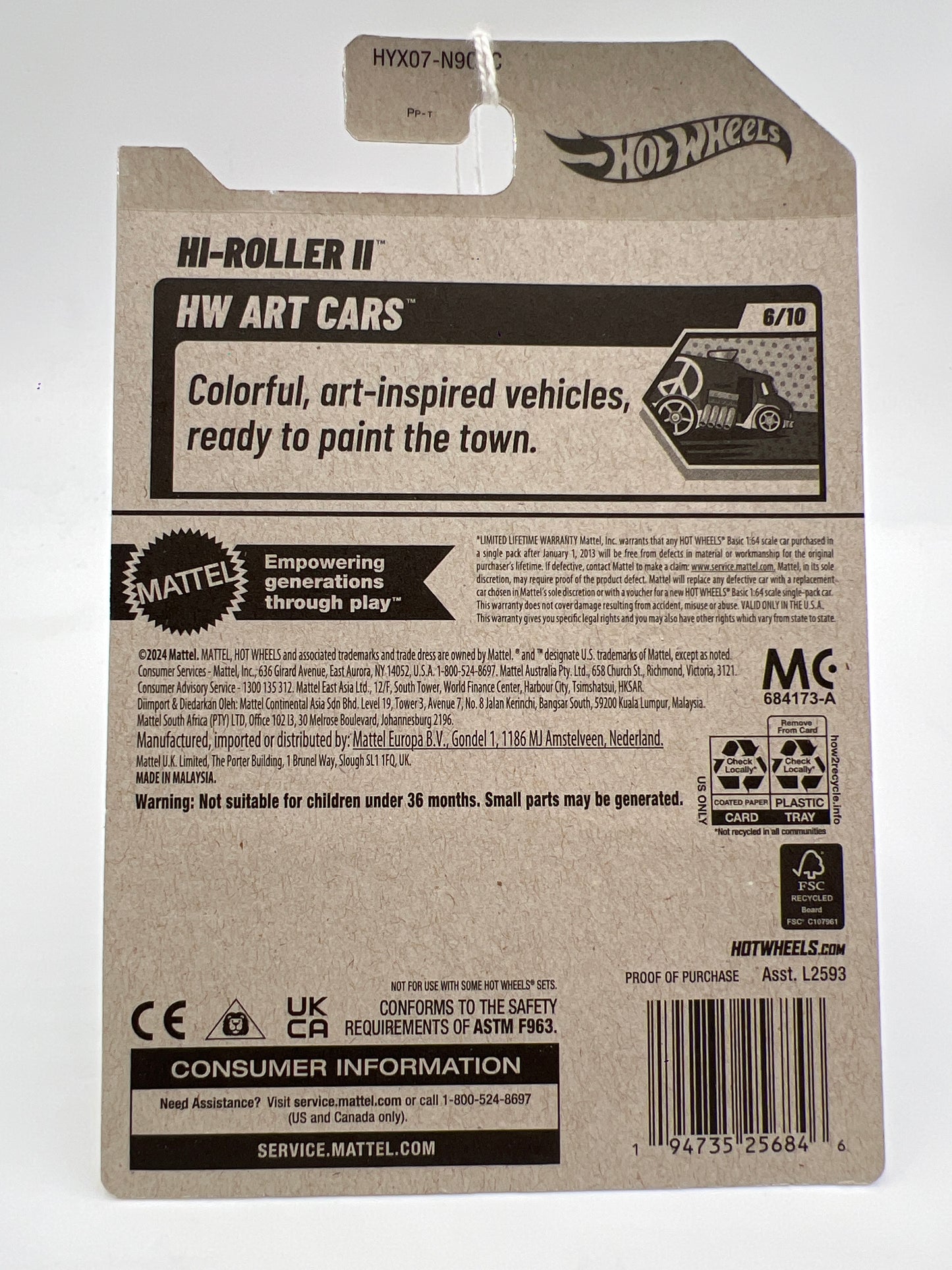 2025 Hot Wheels C Case #61 Hi-Roller II Black/White 114F