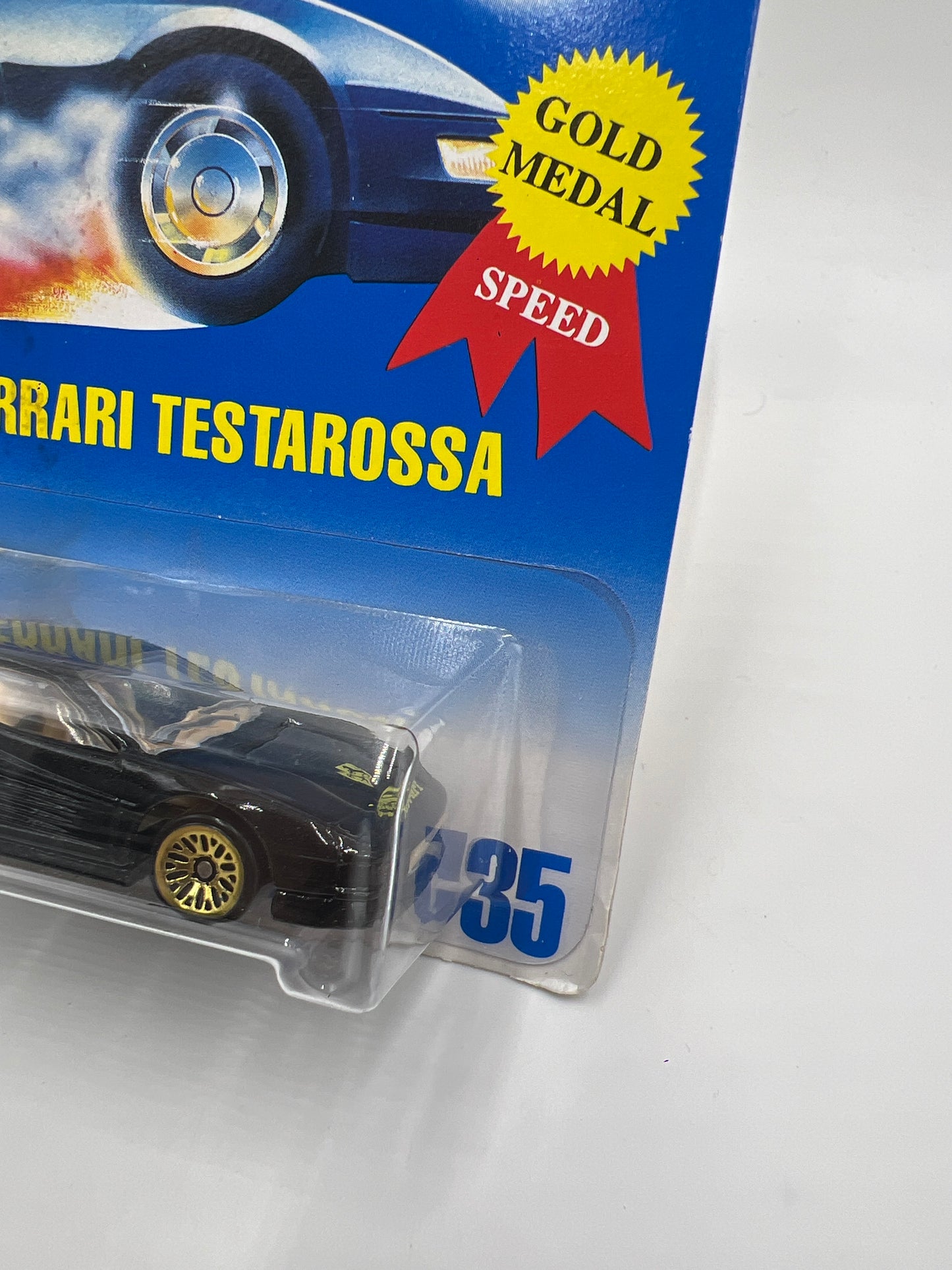 1992 Hot Wheels Gold Metal Speed #35 Ferrari Testarossa Black Mesh Wheels Card Not Perfect SR