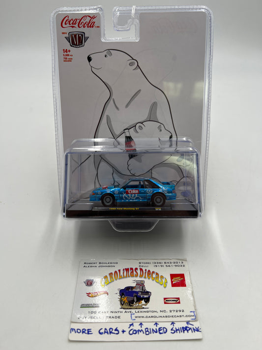 2024 M2 Machines Holiday Coca Cola 1988 Ford Mustang GT Blue SK09