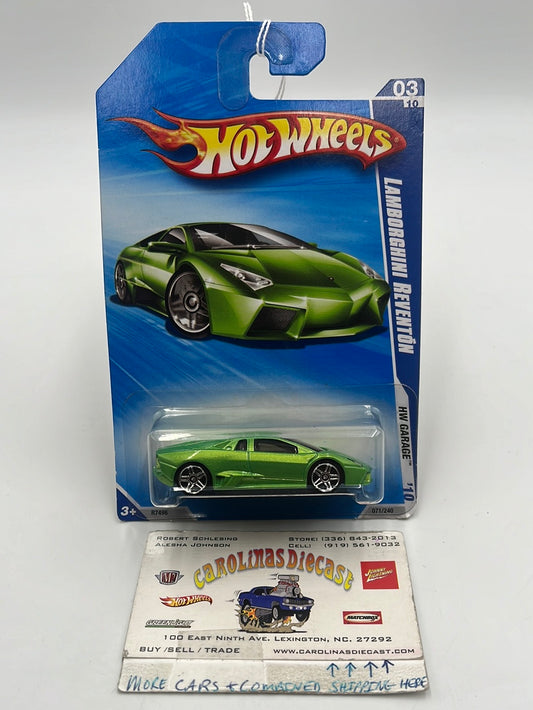 2010 Hot Wheels HW Garage Lamborghini Reventón Green 71/240 102A