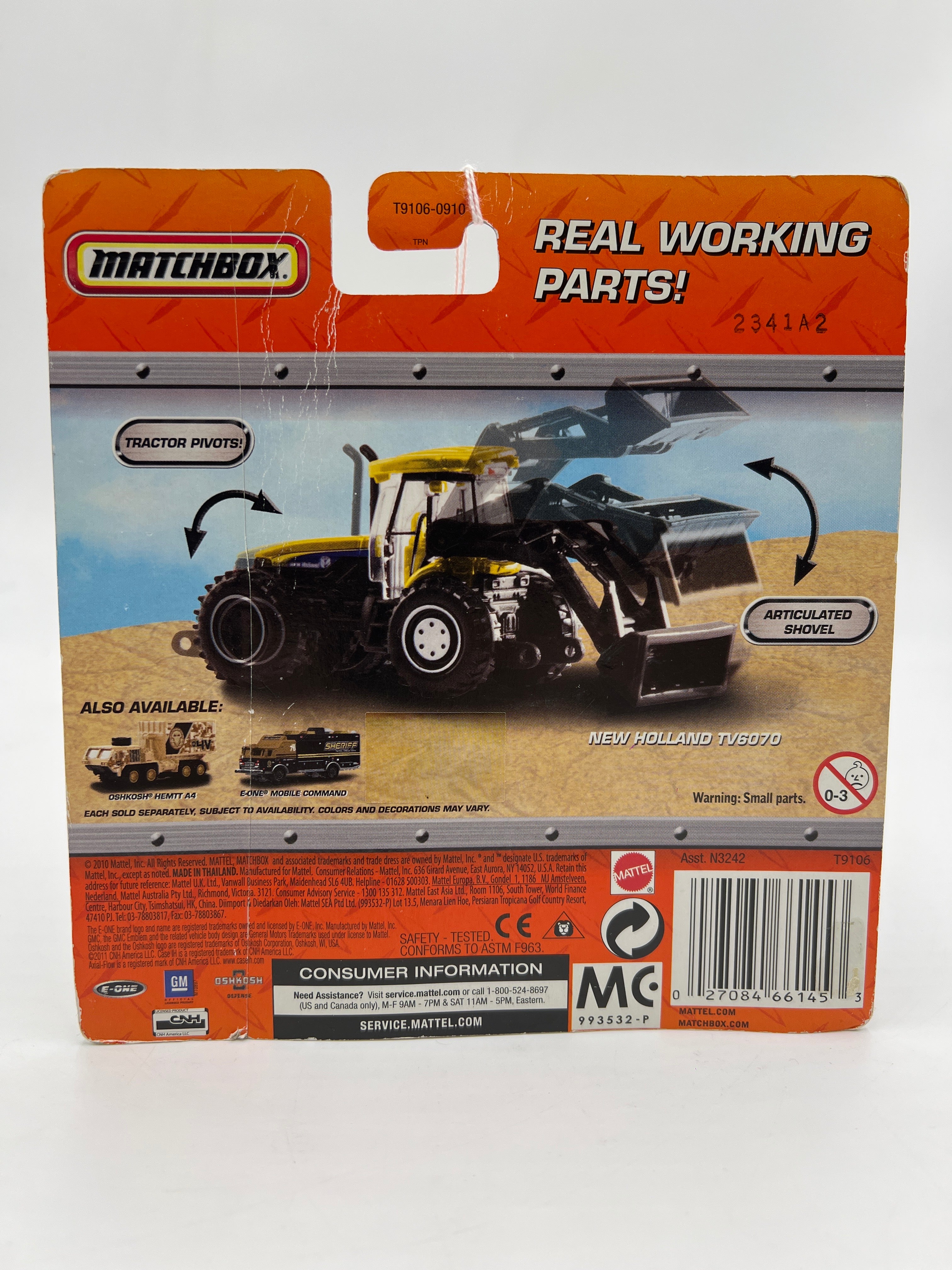 2010 Matchbox Real Working Rigs New Holland TV6070 Yellow (Bad