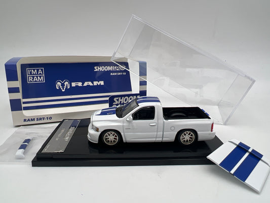 Shoom 64 Models 1:64 Dodge Ram SRT-10 White/Blue Stripes W/Accessories