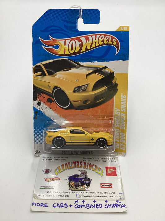 2011 Hot Wheels #3 10 Ford Shelby GT-500 Super Snake Yellow 19D