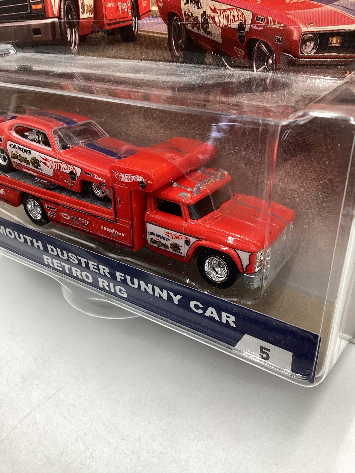 2018 HOT WHEELS TEAM Plymouth Duster Mongoose Funny Car and Retro Rig #5 with Protector