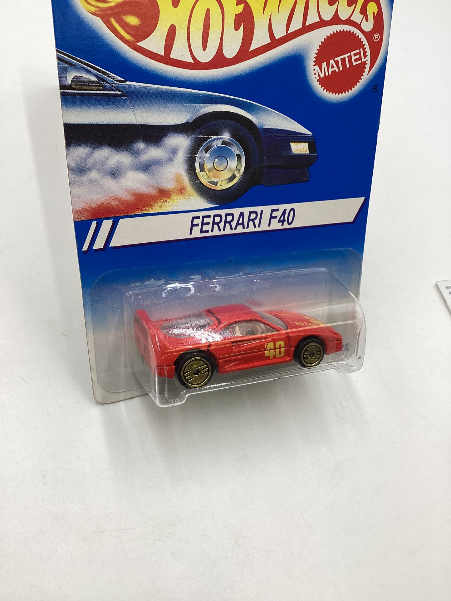 1994 Hot Wheels International Card 13582 Ferrari F40 Red Gold UH Wheels HTF with protector