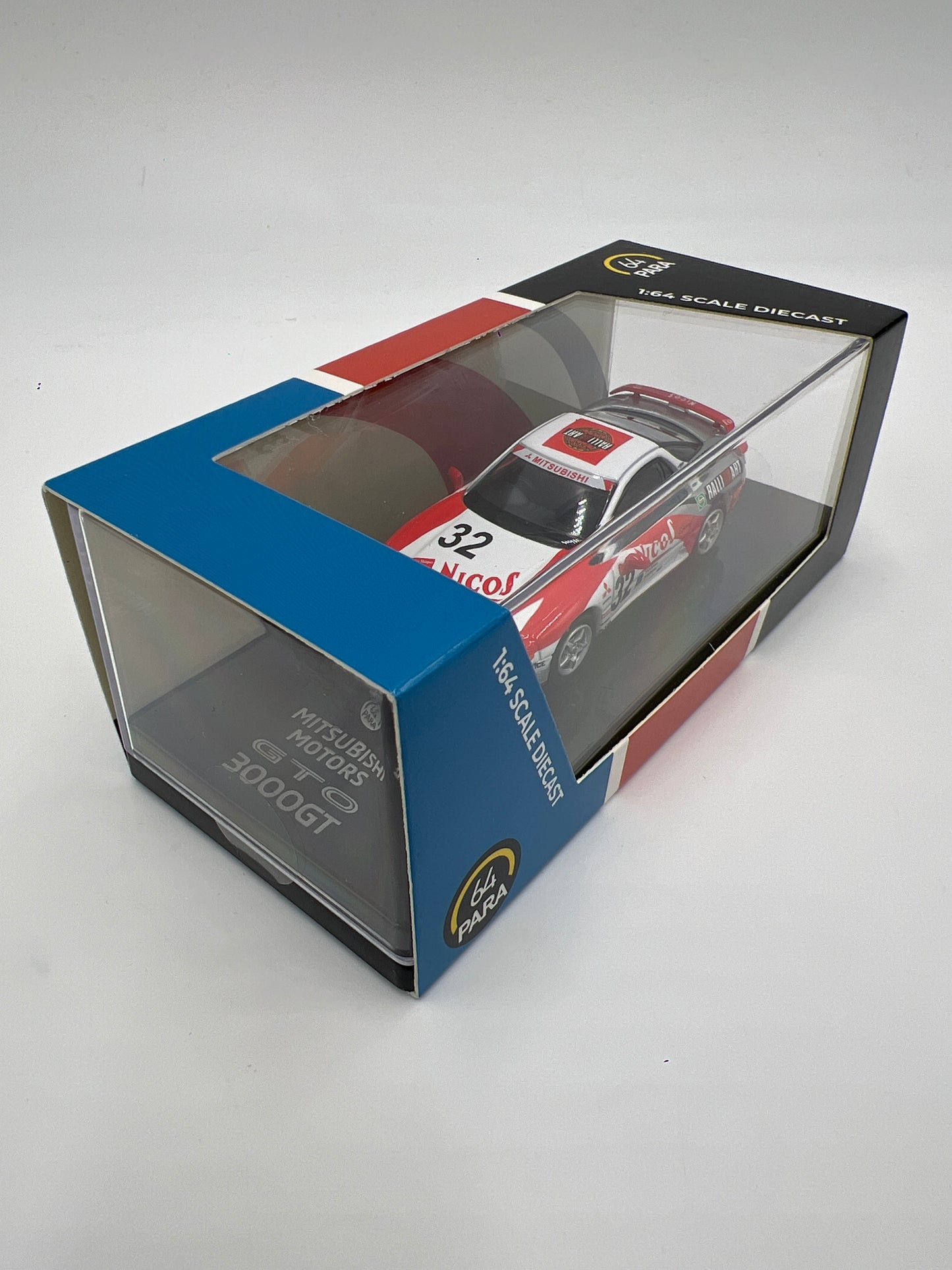 Para64 1:64 Scale Diecast Mitsubishi Motors Mitsubishi 3000GT GTO White/Red Nicos