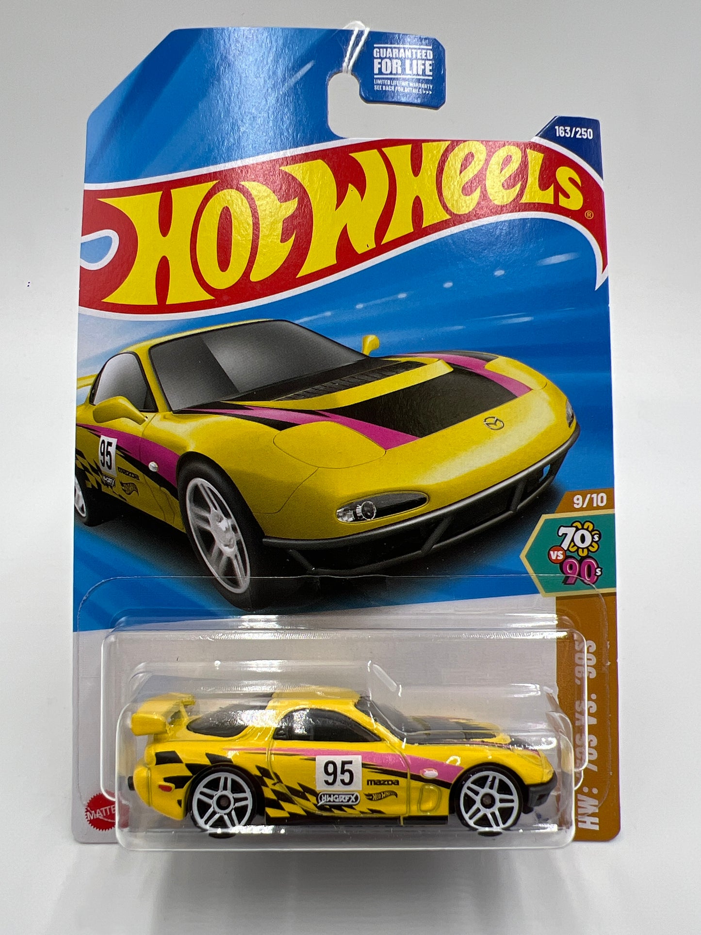 2025 Hot Wheels J Case HW 70s Vs 90s #163 95 Mazda RX-7 Drift Yellow 86C