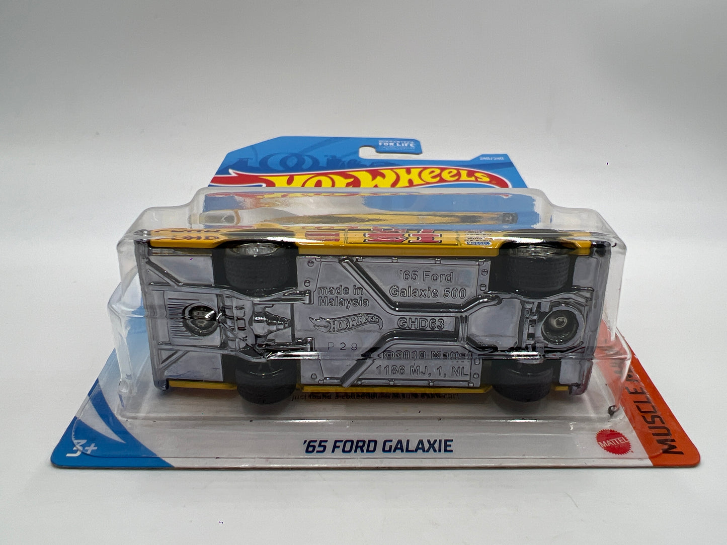 Hot Wheels Treasure Hunt 65 Ford Galaxie Yellow Wheel Swap Custom On Card W/Protector SR