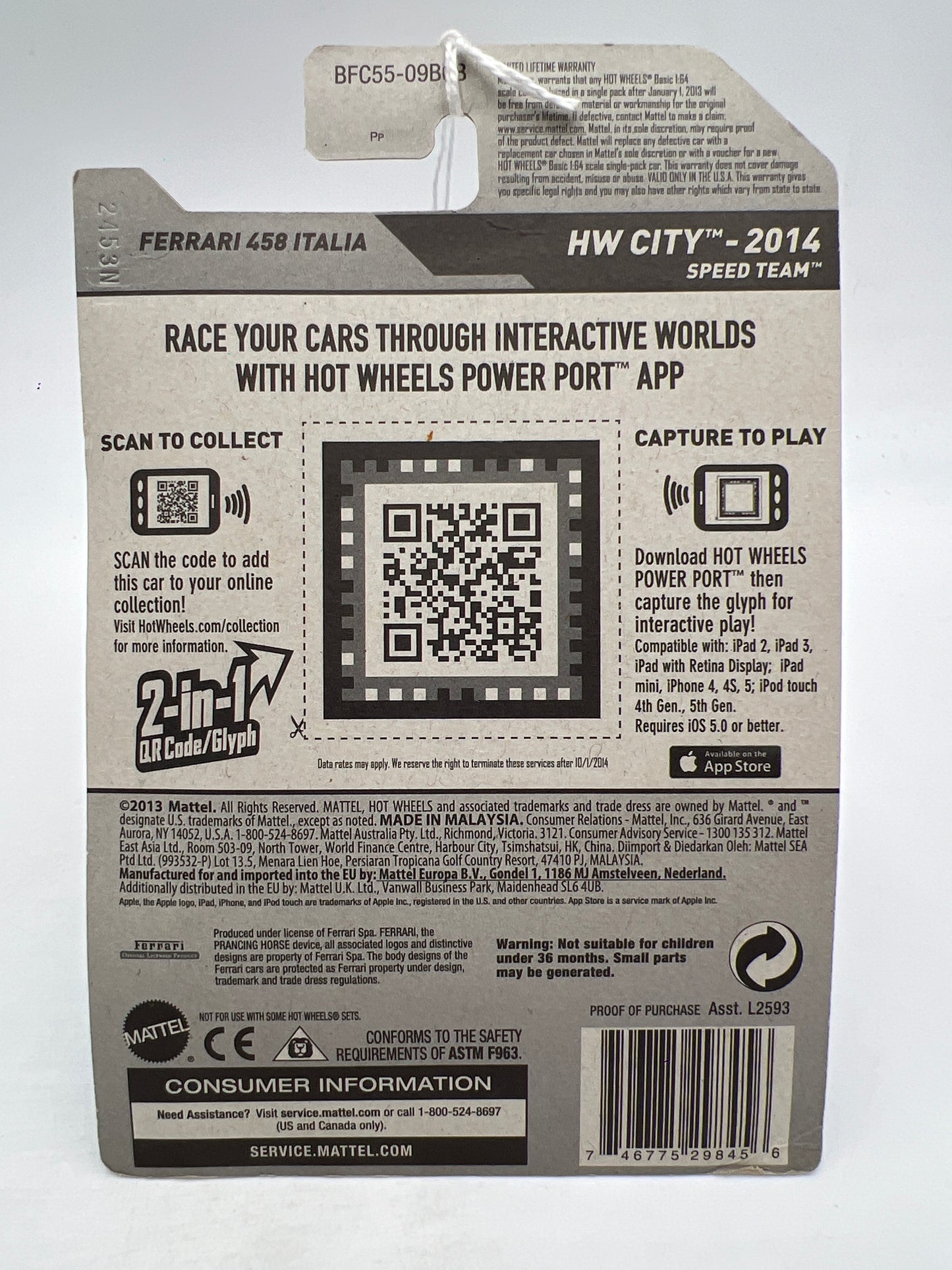 2014 Hot Wheels City #35 Ferrari 458 Italia Black