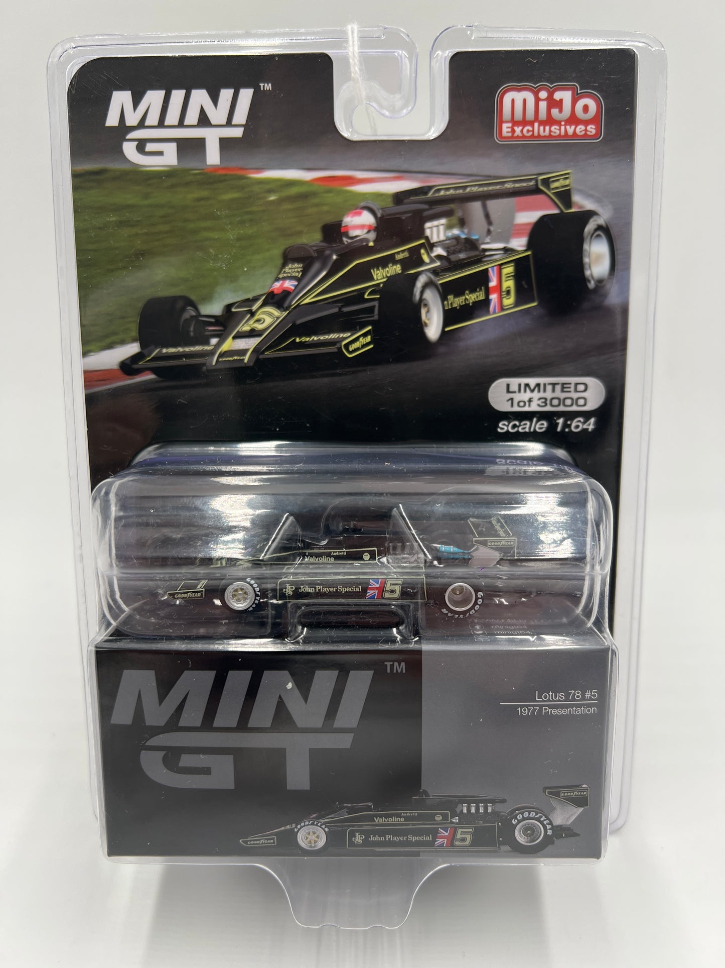 Mini GT Mijo Exclusives #489 Lotus 48 #5 1977 Presentation