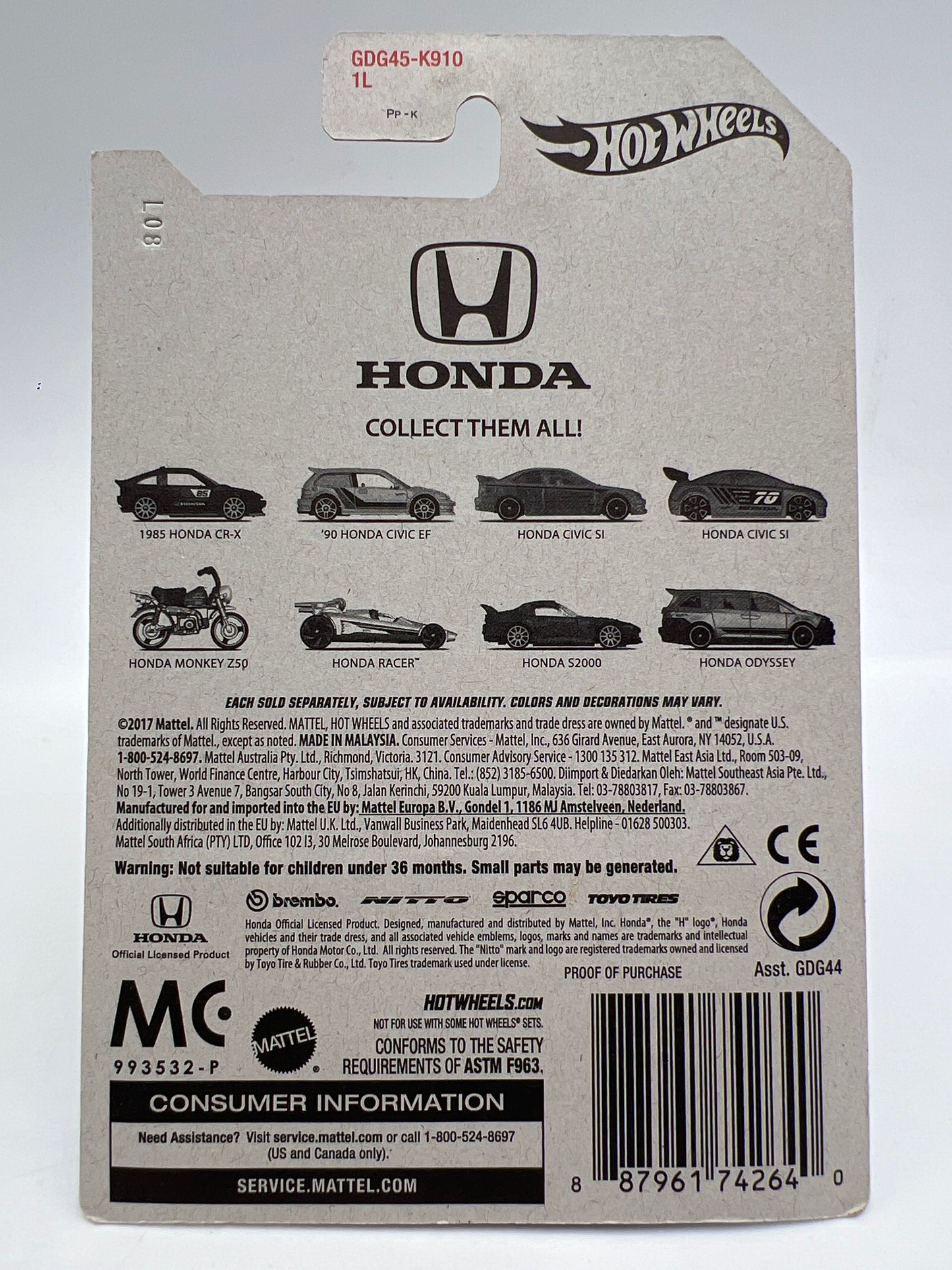 Hot Wheels Honda Series #1 1985 Honda CR-X Black 159C