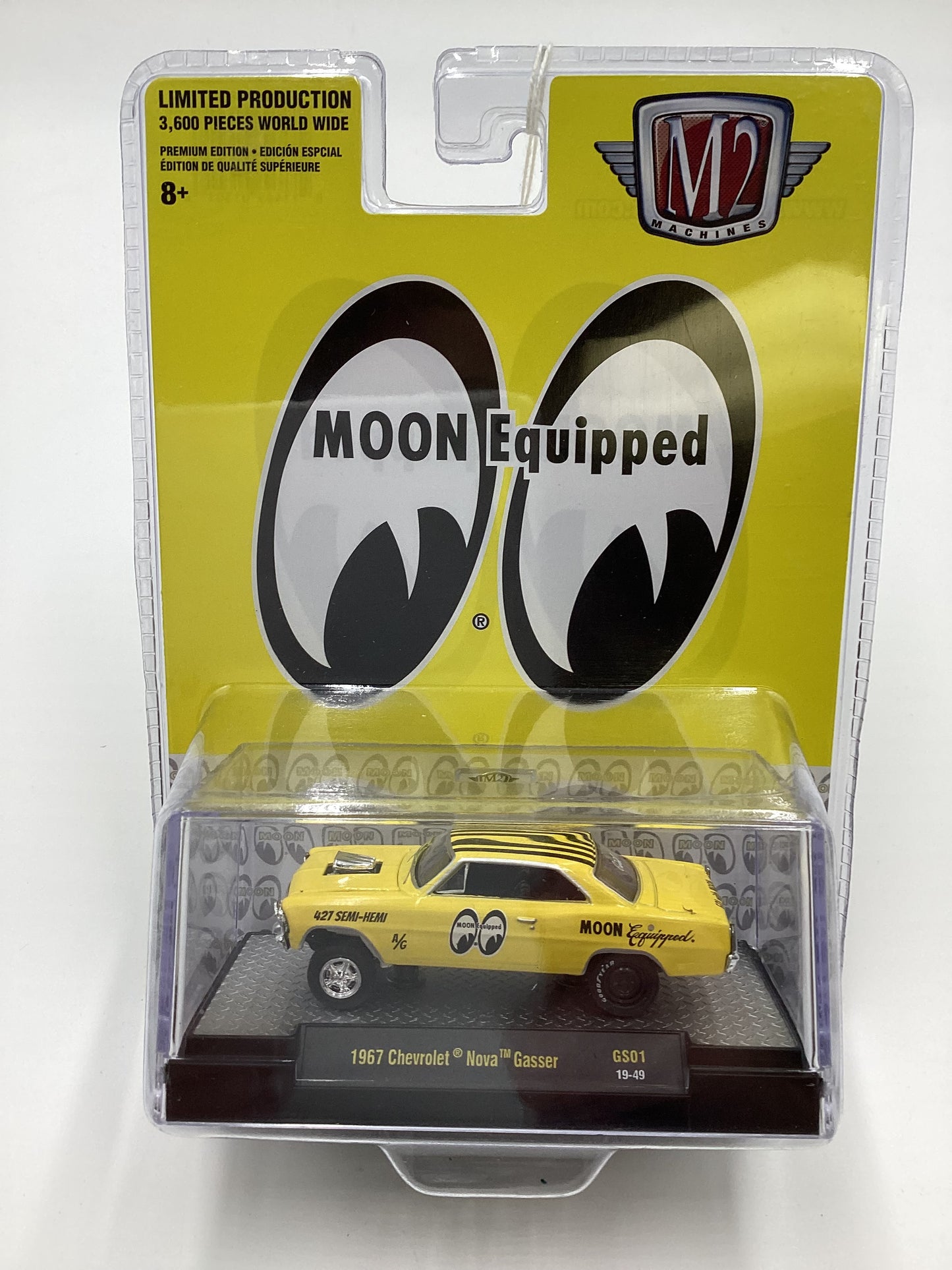 M2 Machines  Moon Equipped 1967 Chevrolet Nova Gasser Yellow Mooneyes GS01 201F